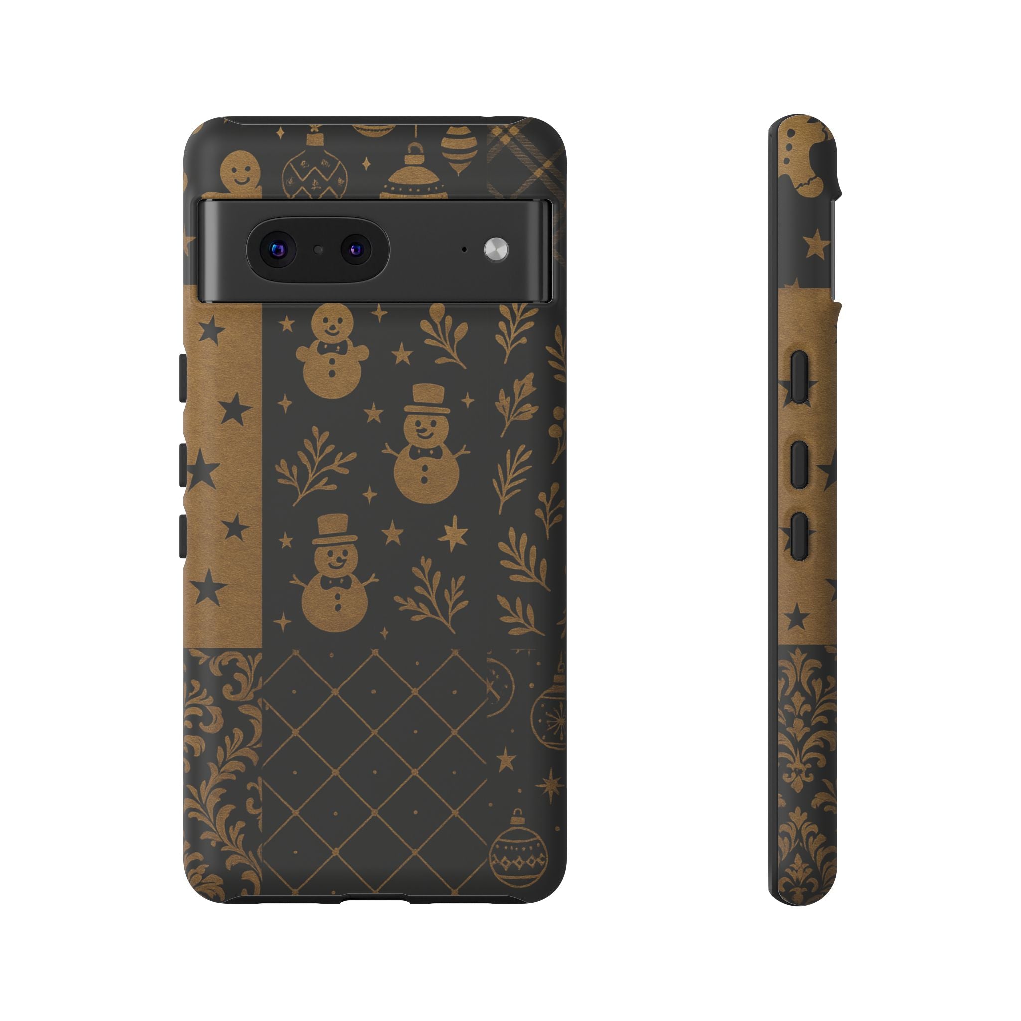 Black Festive Phone Case | Christmas Gift | Holiday Decor | Snowman Design | Tough Cases | Winter Celebration Google Pixel 7 Matte