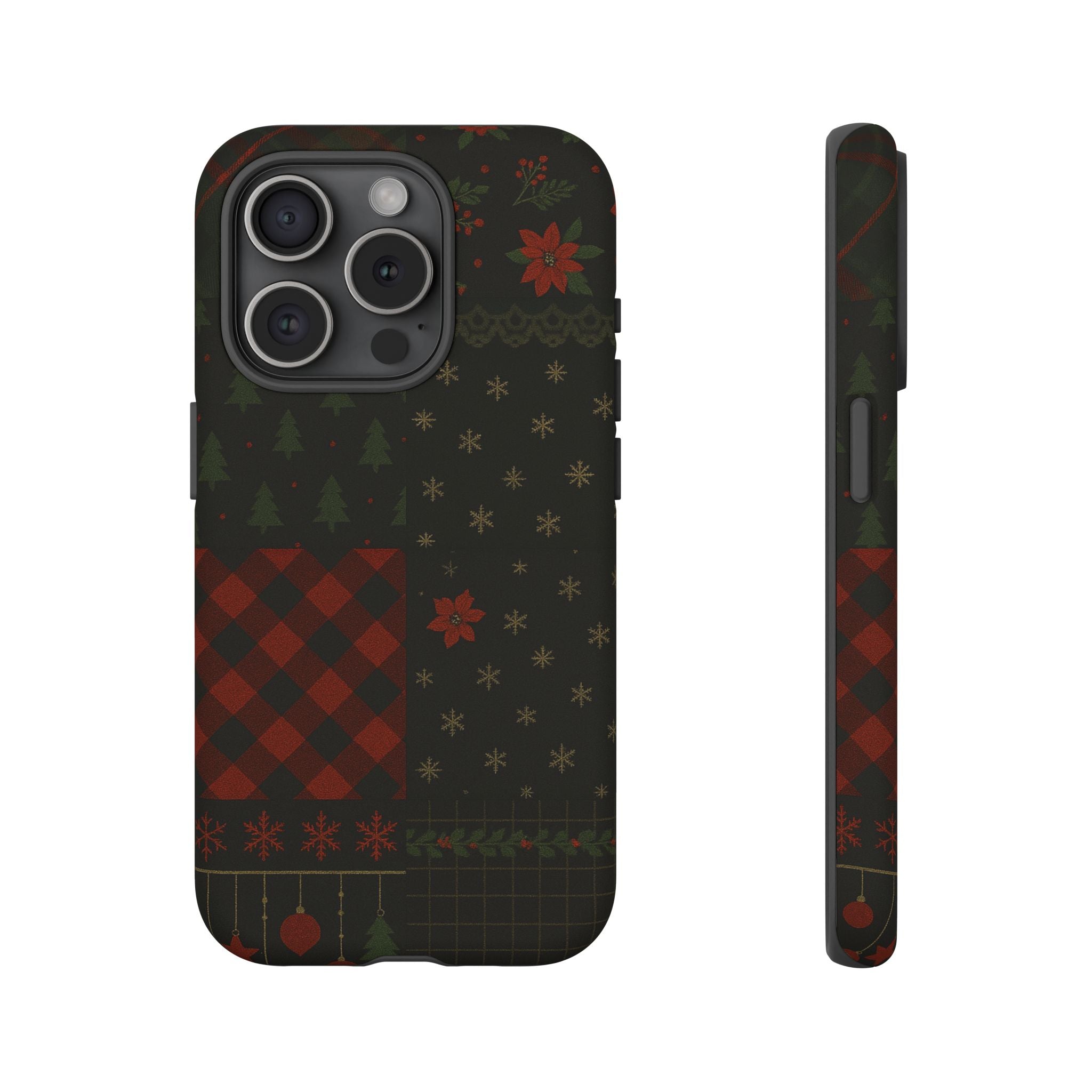 Black Festive Phone Case - Christmas Phone Cover - Tough Design iPhone 15 Pro Matte