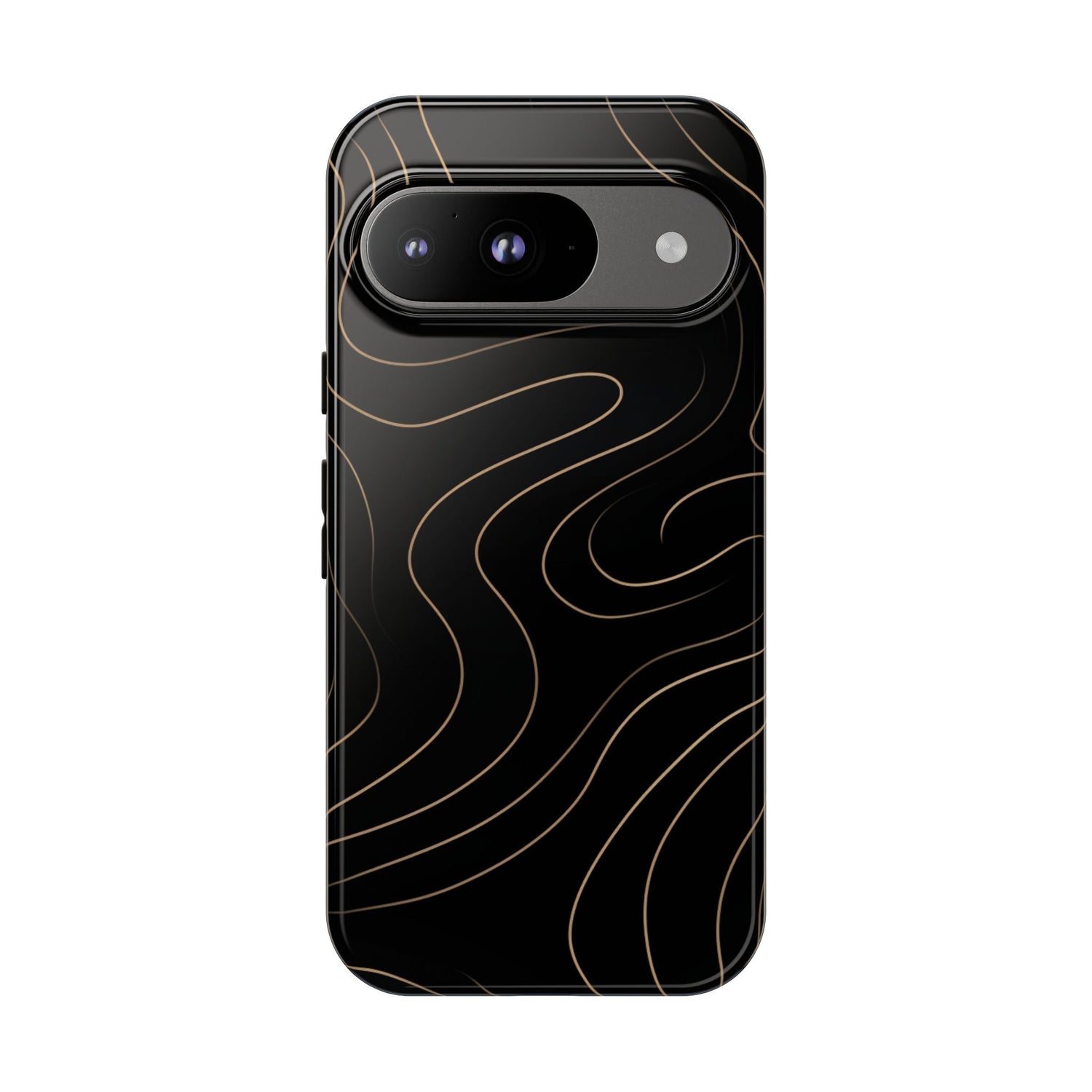 Noir Topograph - Black Minimalist Line Art Phone Case Google Pixel 9 Glossy