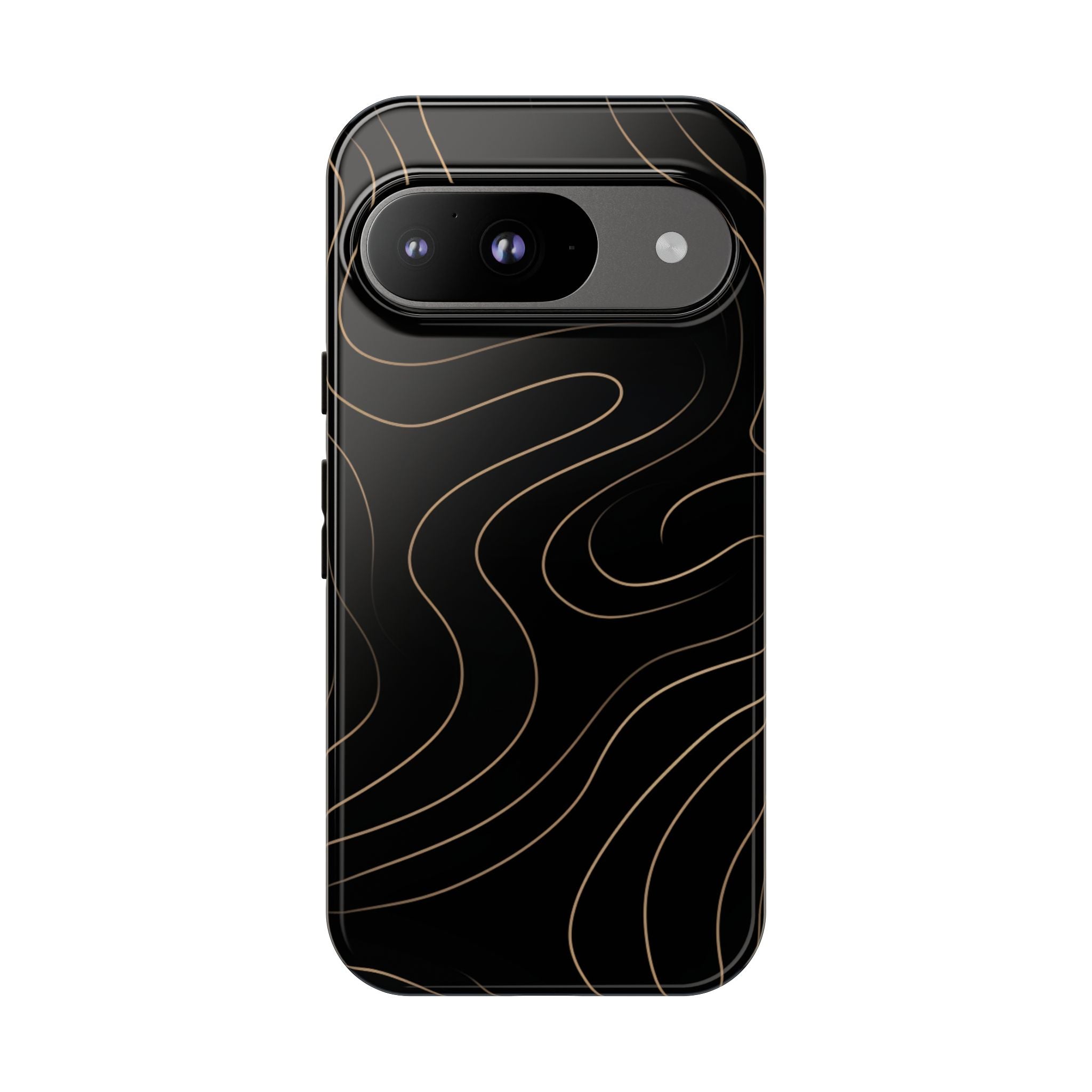 Noir Topograph - Black Minimalist Line Art Phone Case Google Pixel 9 Glossy