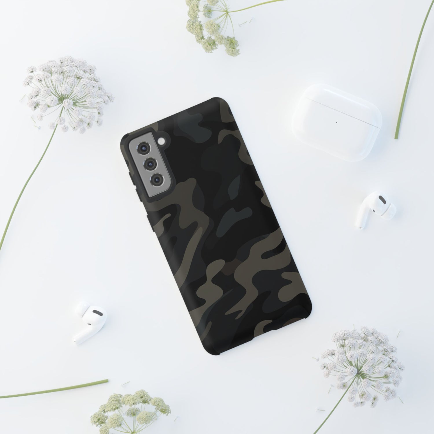 Black Camouflage Phone Case for iPhone, Samsung and Google Pixel