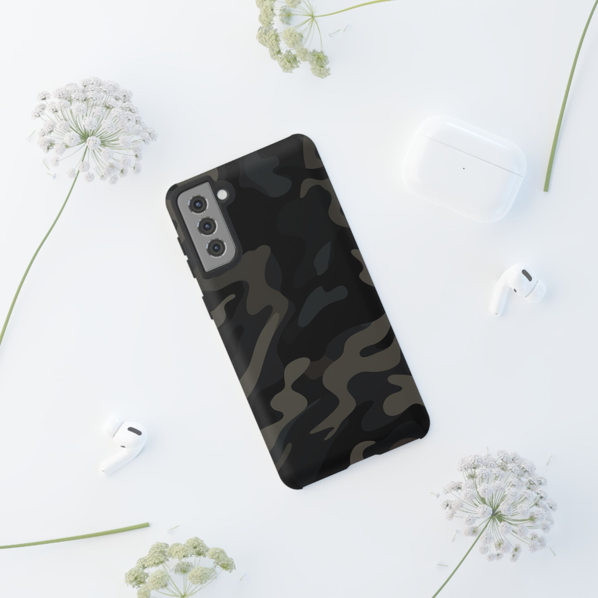Black Camouflage Phone Case for iPhone, Samsung and Google Pixel