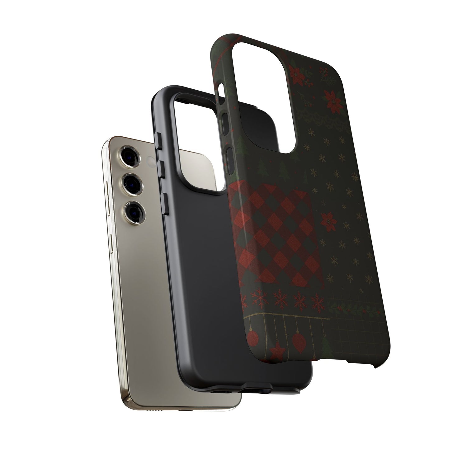 Black Festive Phone Case - Christmas Phone Cover - Tough Design
