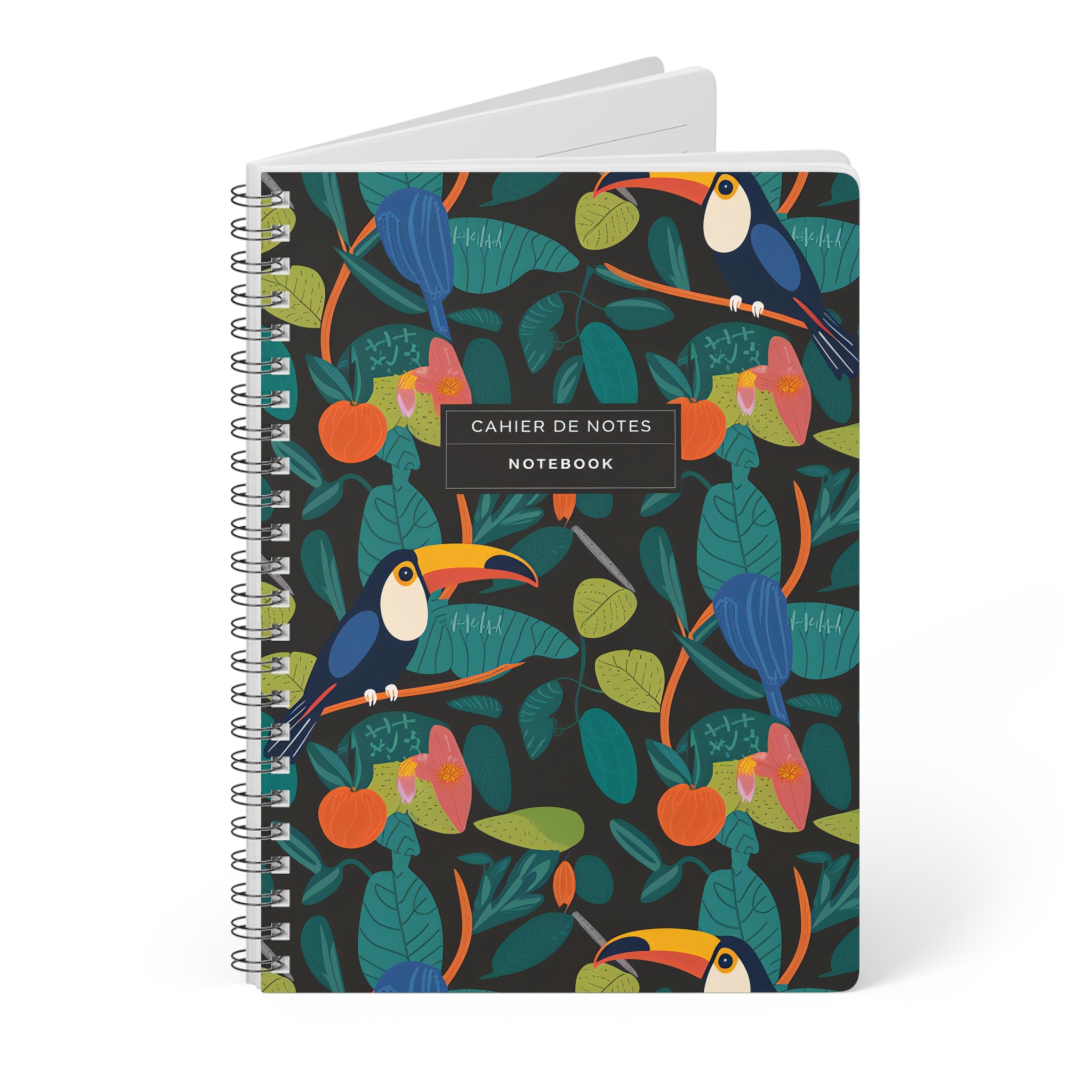 Tropical Jungle Notebook | Cahier de Notes | A5 Spiral Bound Journal with Toucan Botanical Design | Exotic Gift for Writers & Creatives
