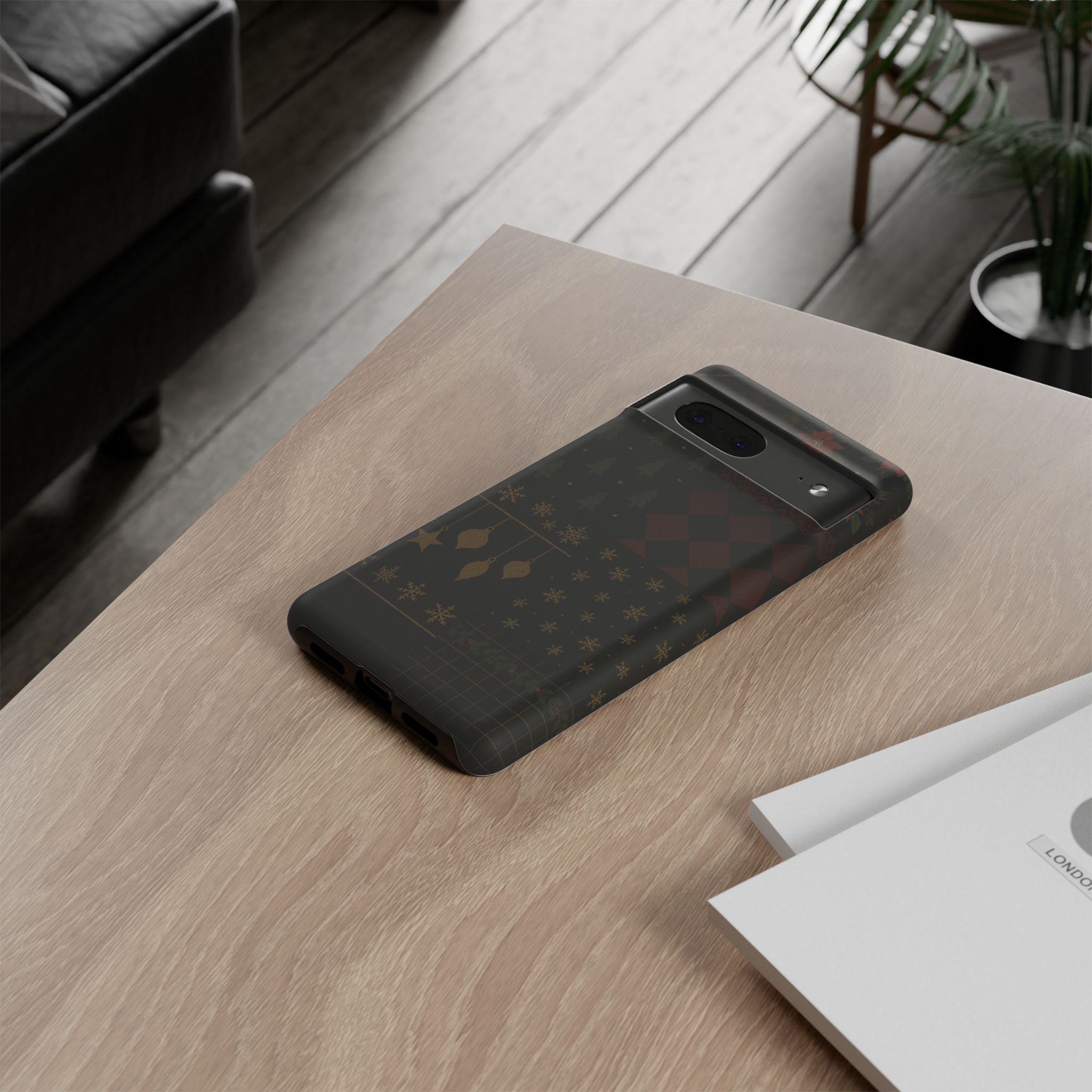 Black Luxury Phone Case for Christmas Festive Season - Tough design