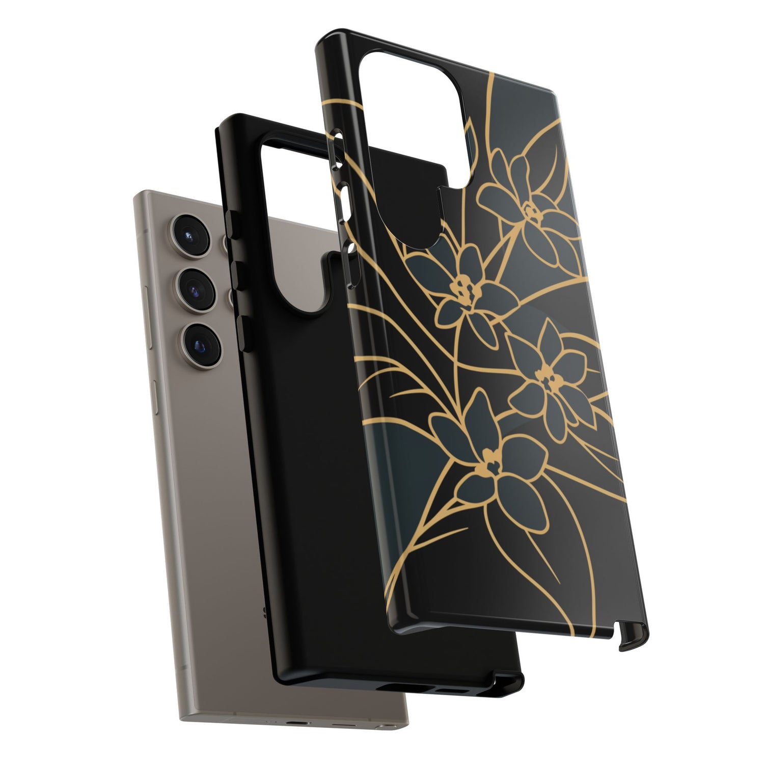 Golden Bloom - Elegant Floral Line Art Phone Case