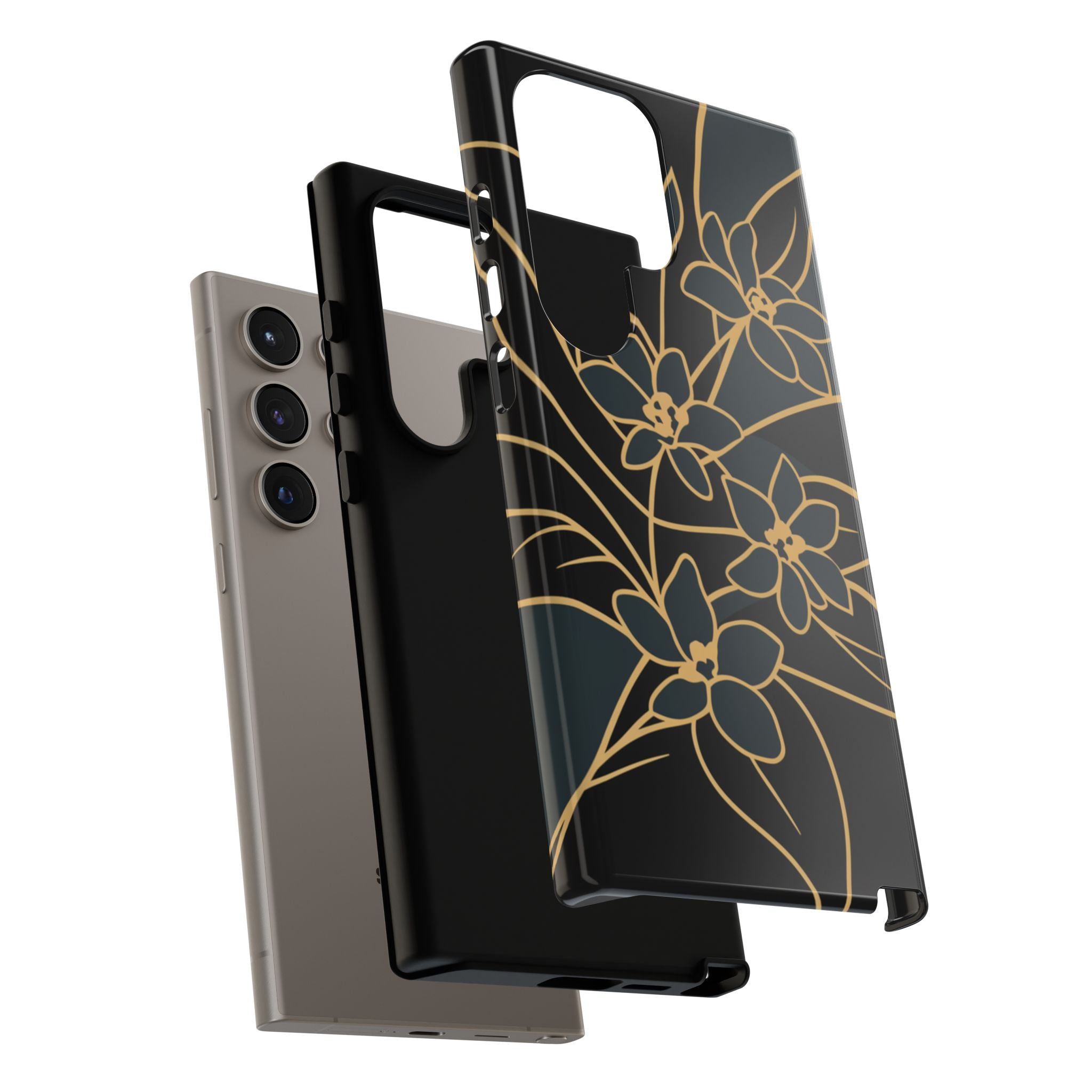 Golden Bloom - Elegant Floral Line Art Phone Case
