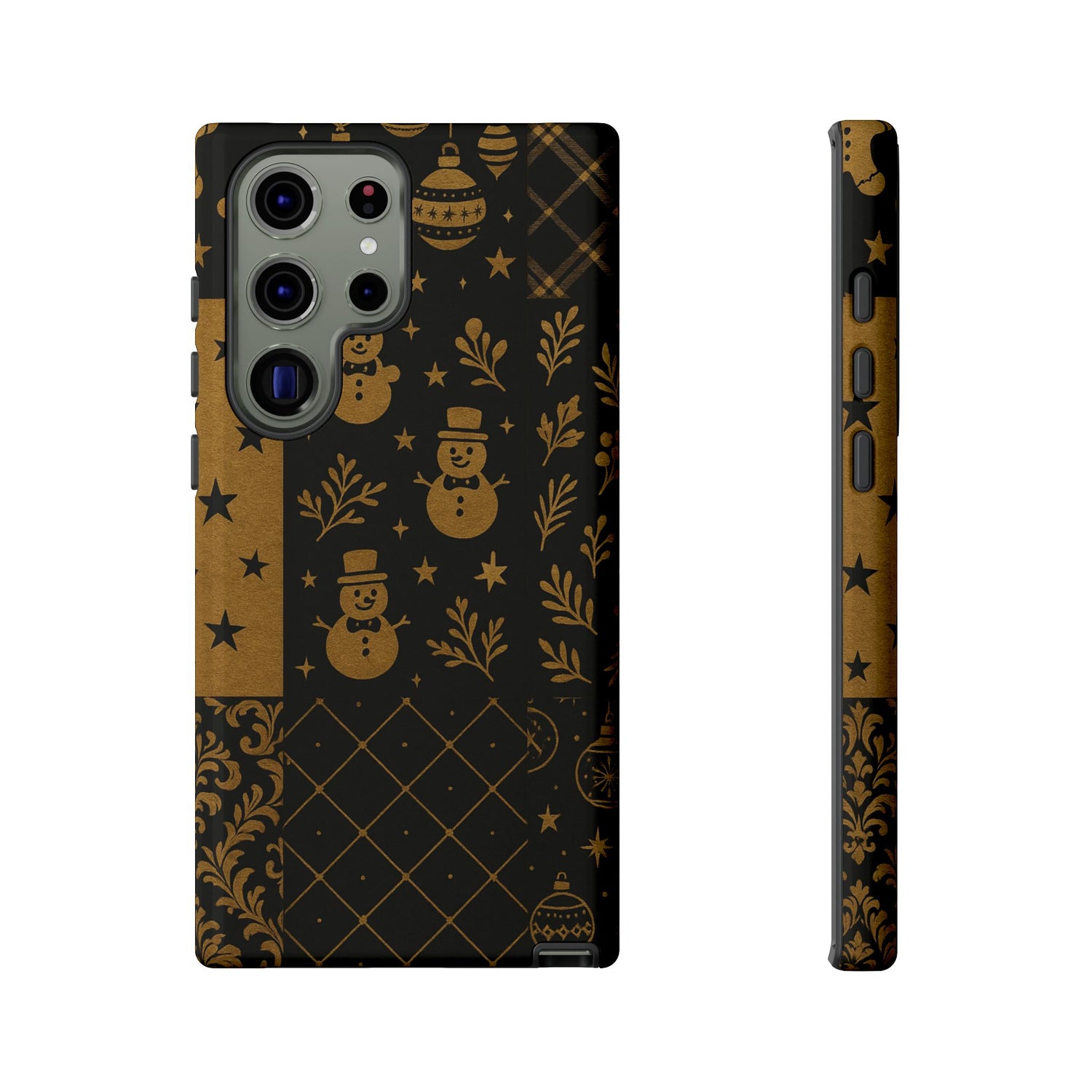 Black Festive Phone Case | Christmas Gift | Holiday Decor | Snowman Design | Tough Cases | Winter Celebration Samsung Galaxy S23 Ultra Glossy