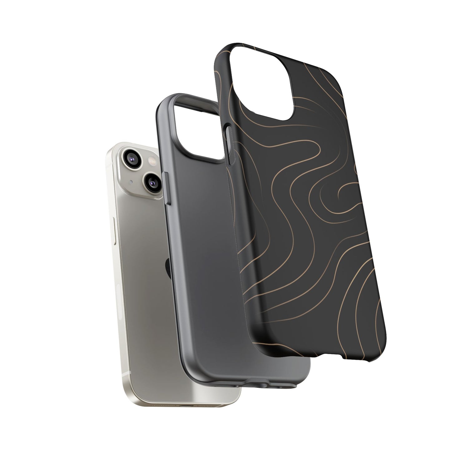 Noir Topograph - Black Minimalist Line Art Phone Case