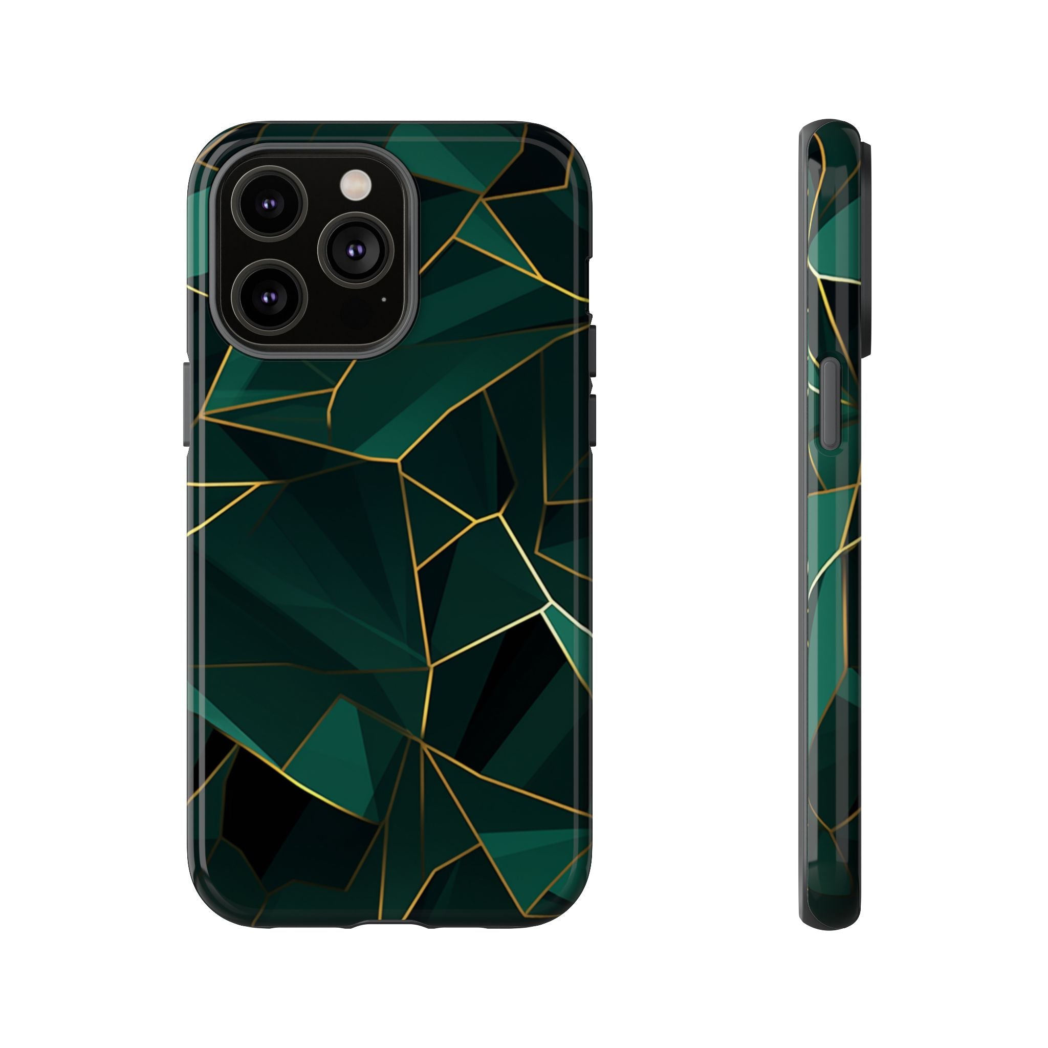 Emerald Veil - Geometric Luxe Phone Case iPhone 14 Pro Max Glossy