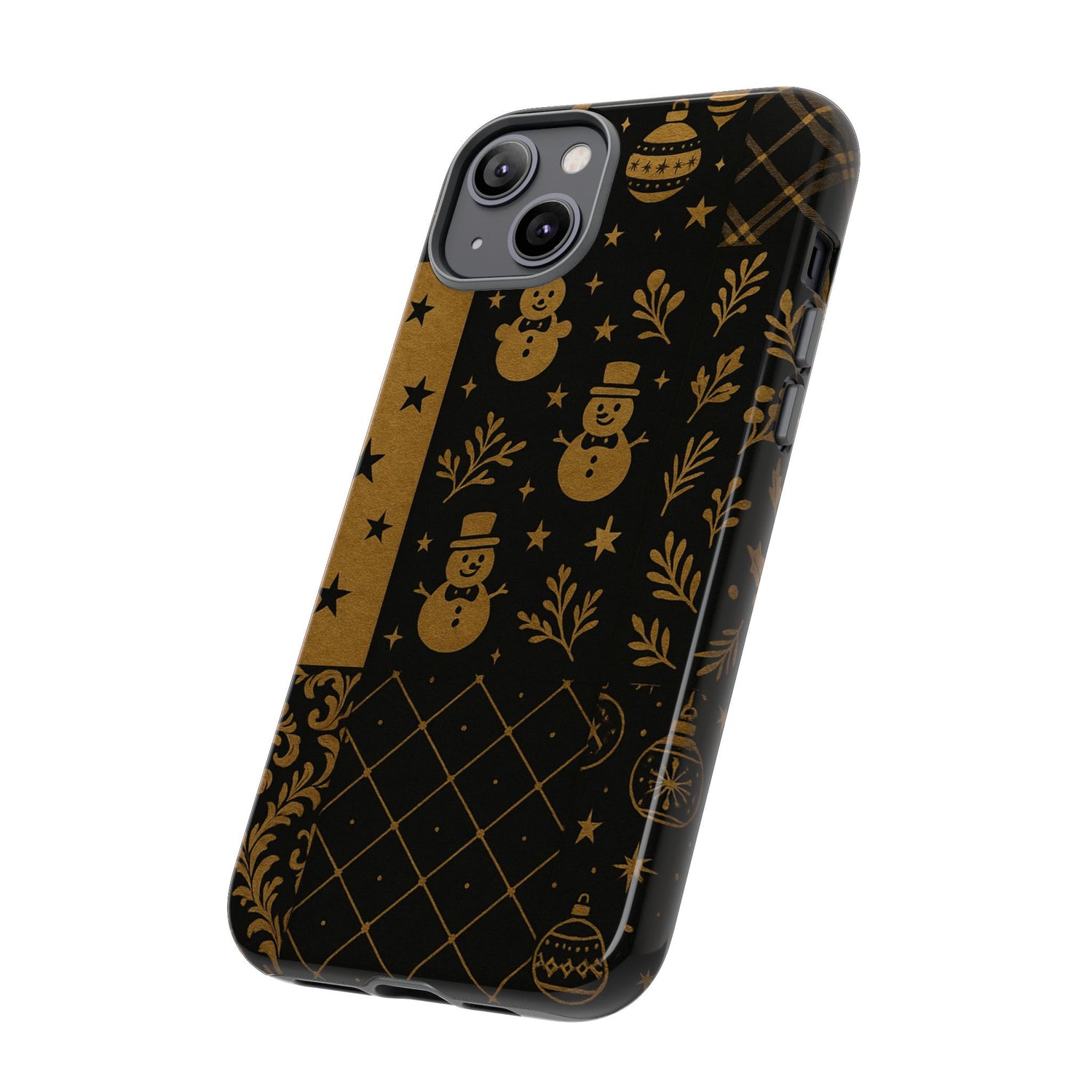 Black Festive Phone Case | Christmas Gift | Holiday Decor | Snowman Design | Tough Cases | Winter Celebration