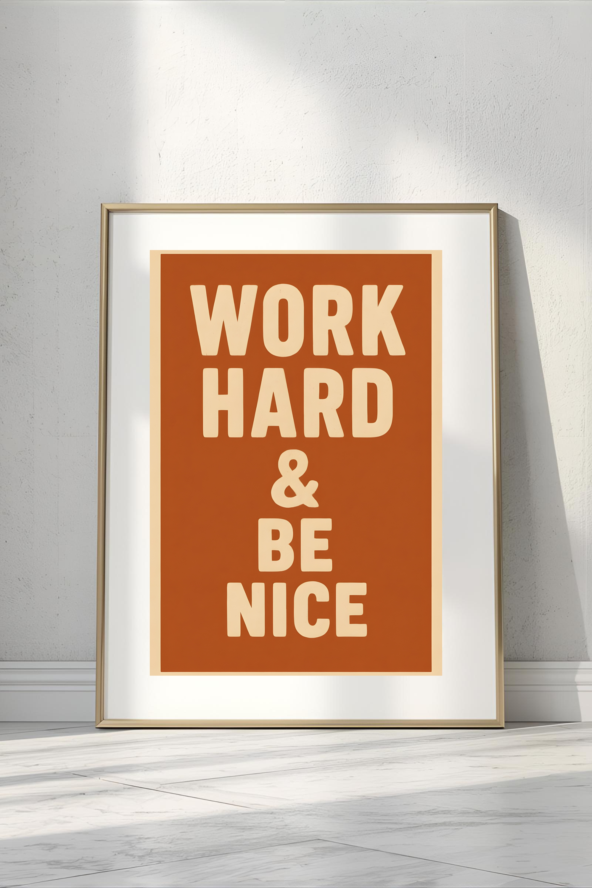 Work Hard Be Nice Poster - Watercolour Motivational Print | Office & Study Wall Art
