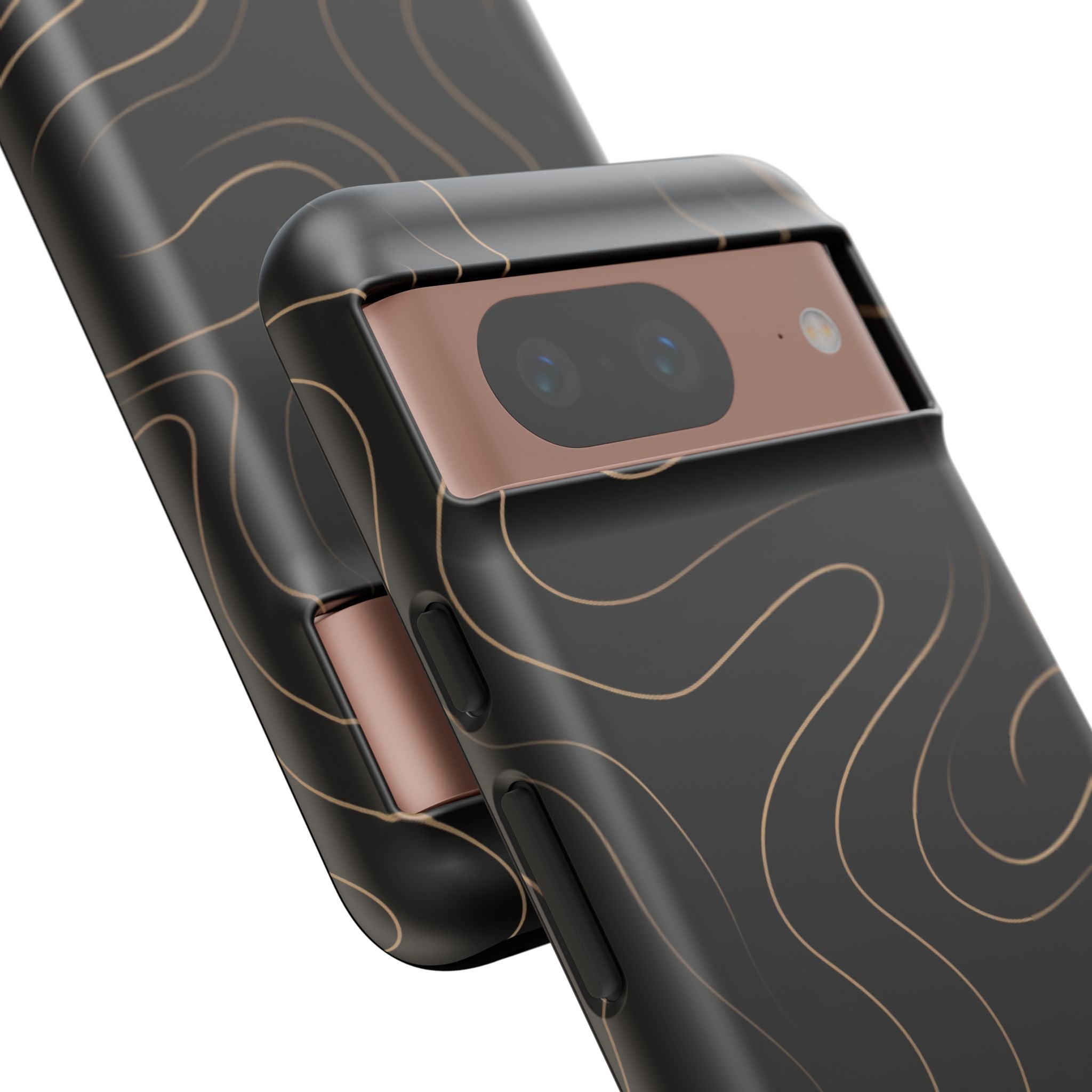 Noir Topograph - Black Minimalist Line Art Phone Case