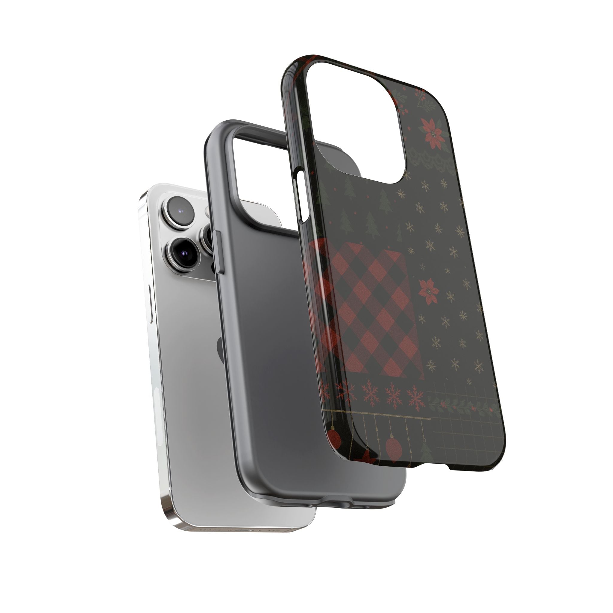 Black Festive Phone Case - Christmas Phone Cover - Tough Design