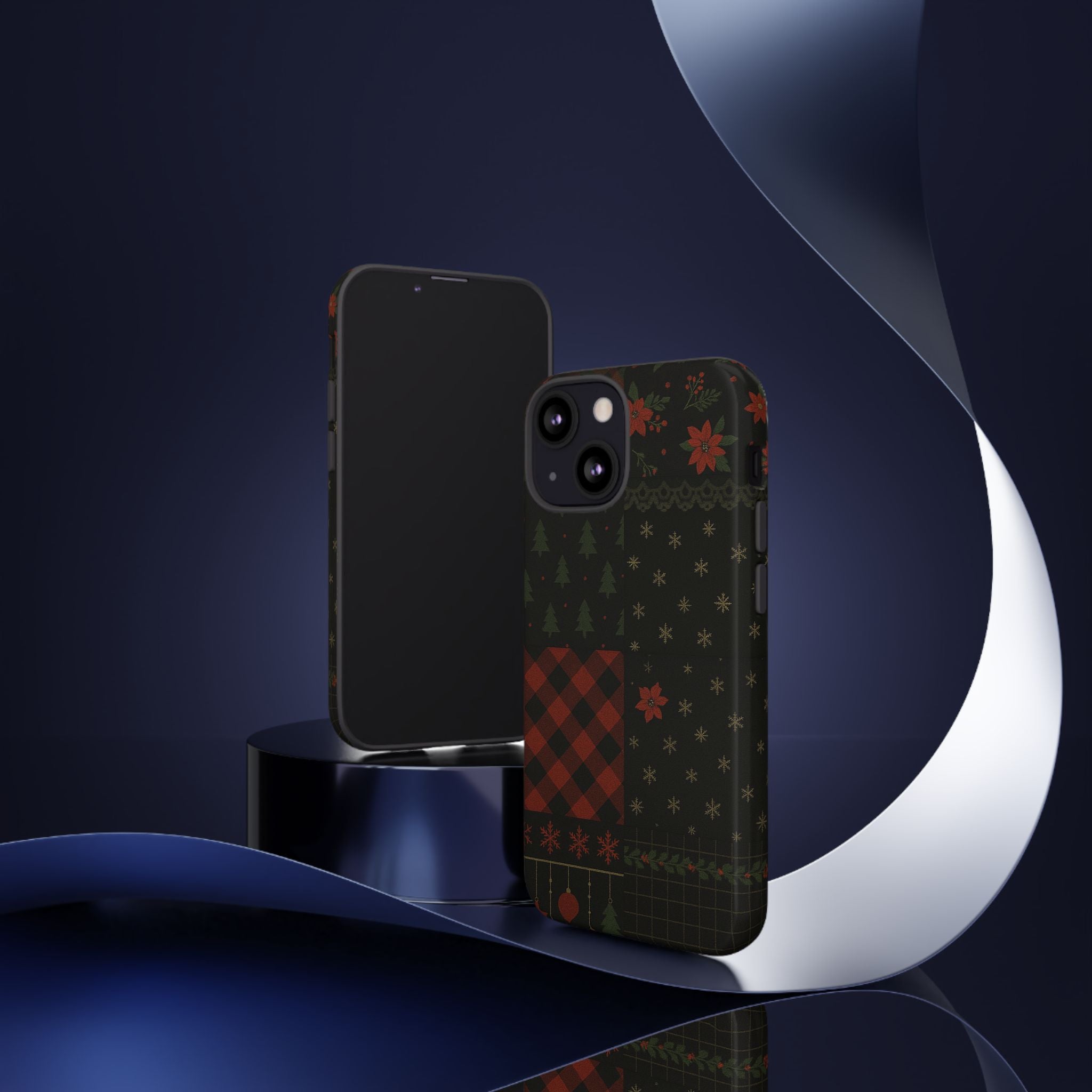 Black Festive Phone Case - Christmas Phone Cover - Tough Design
