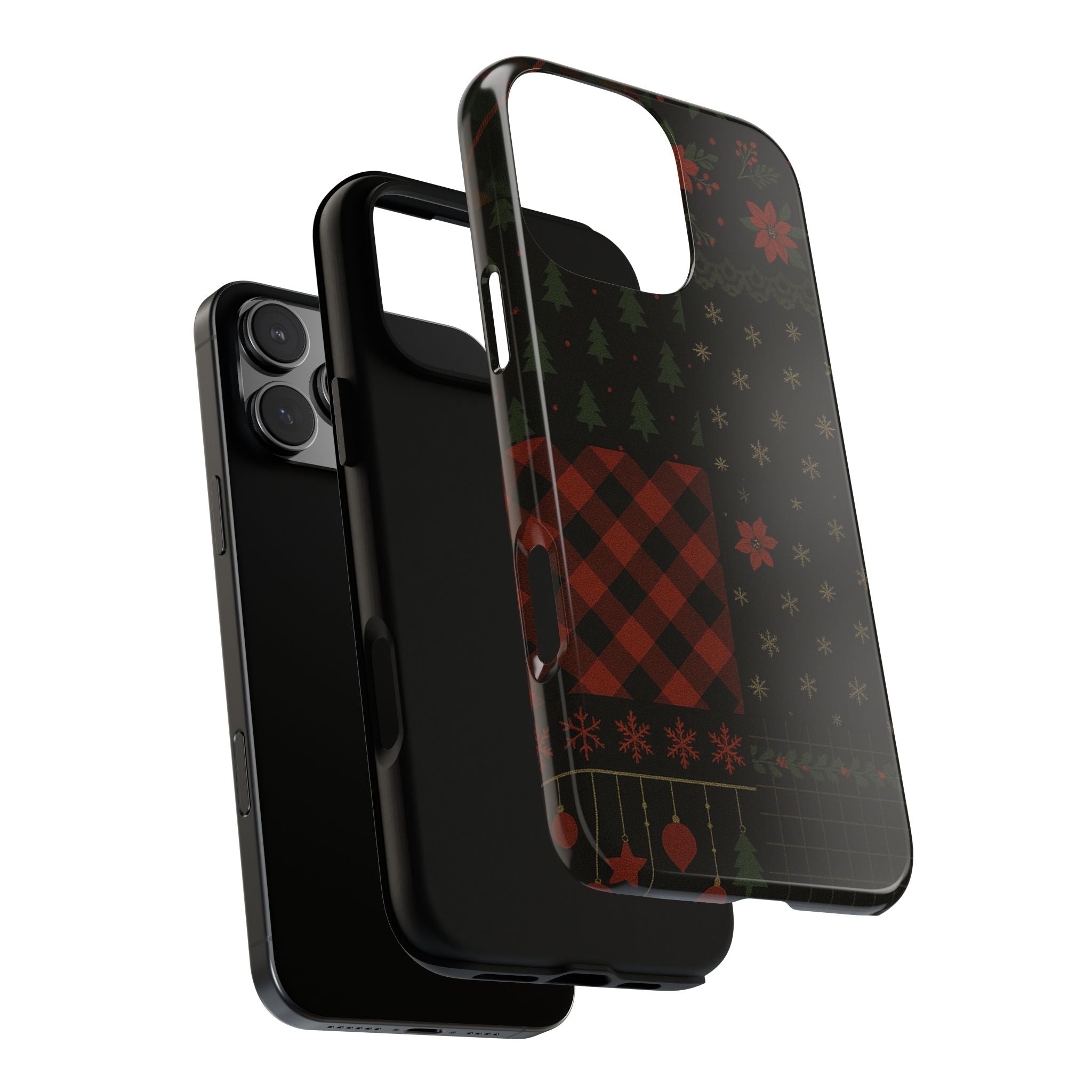 Black Festive Phone Case - Christmas Phone Cover - Tough Design