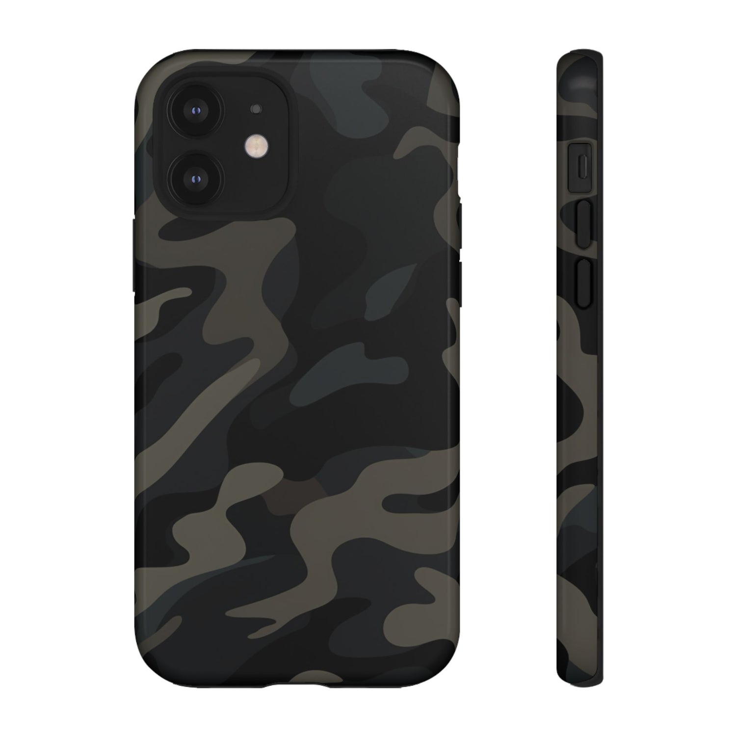 Black Camouflage Phone Case for iPhone, Samsung and Google Pixel iPhone 12 Glossy