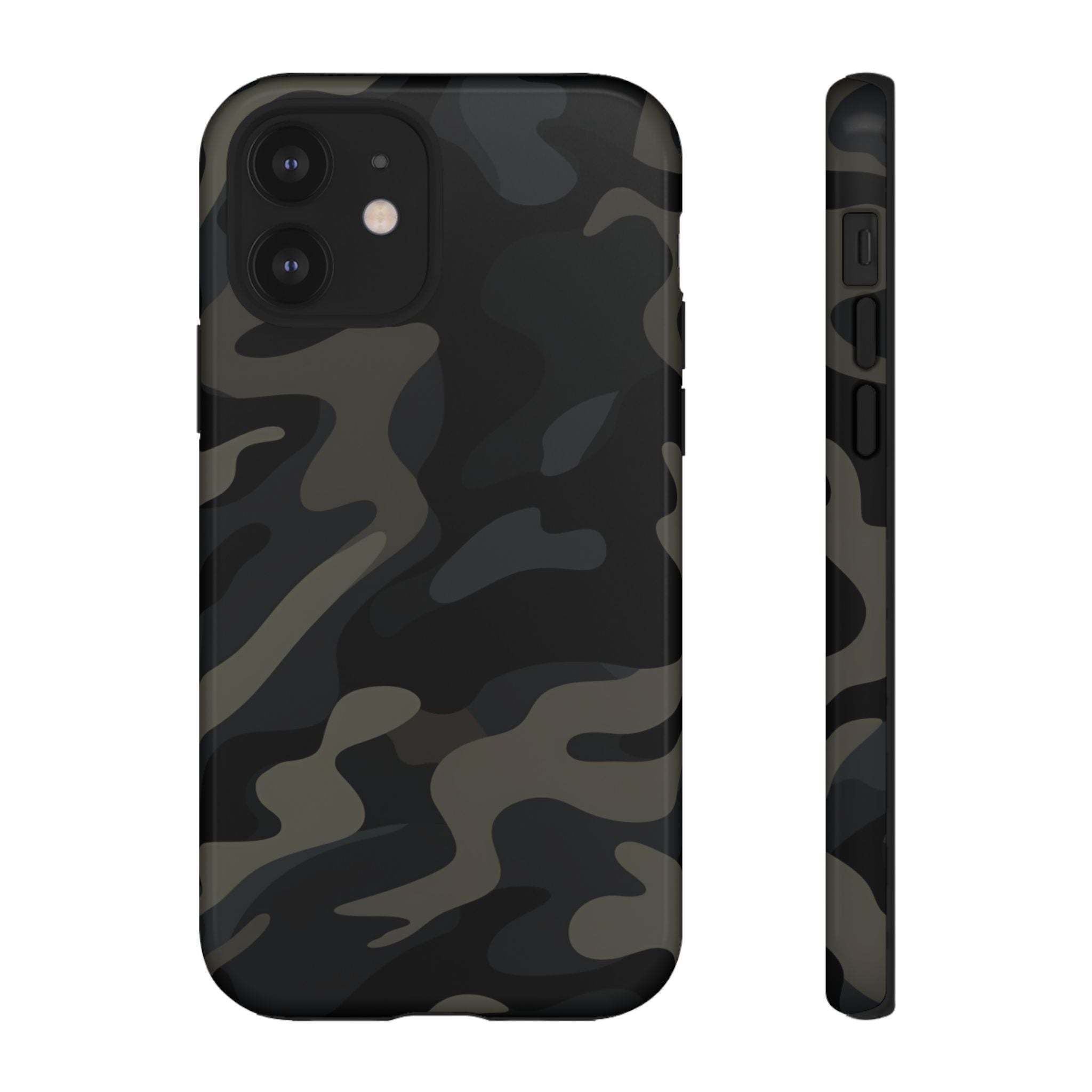 Black Camouflage Phone Case for iPhone, Samsung and Google Pixel iPhone 12 Glossy