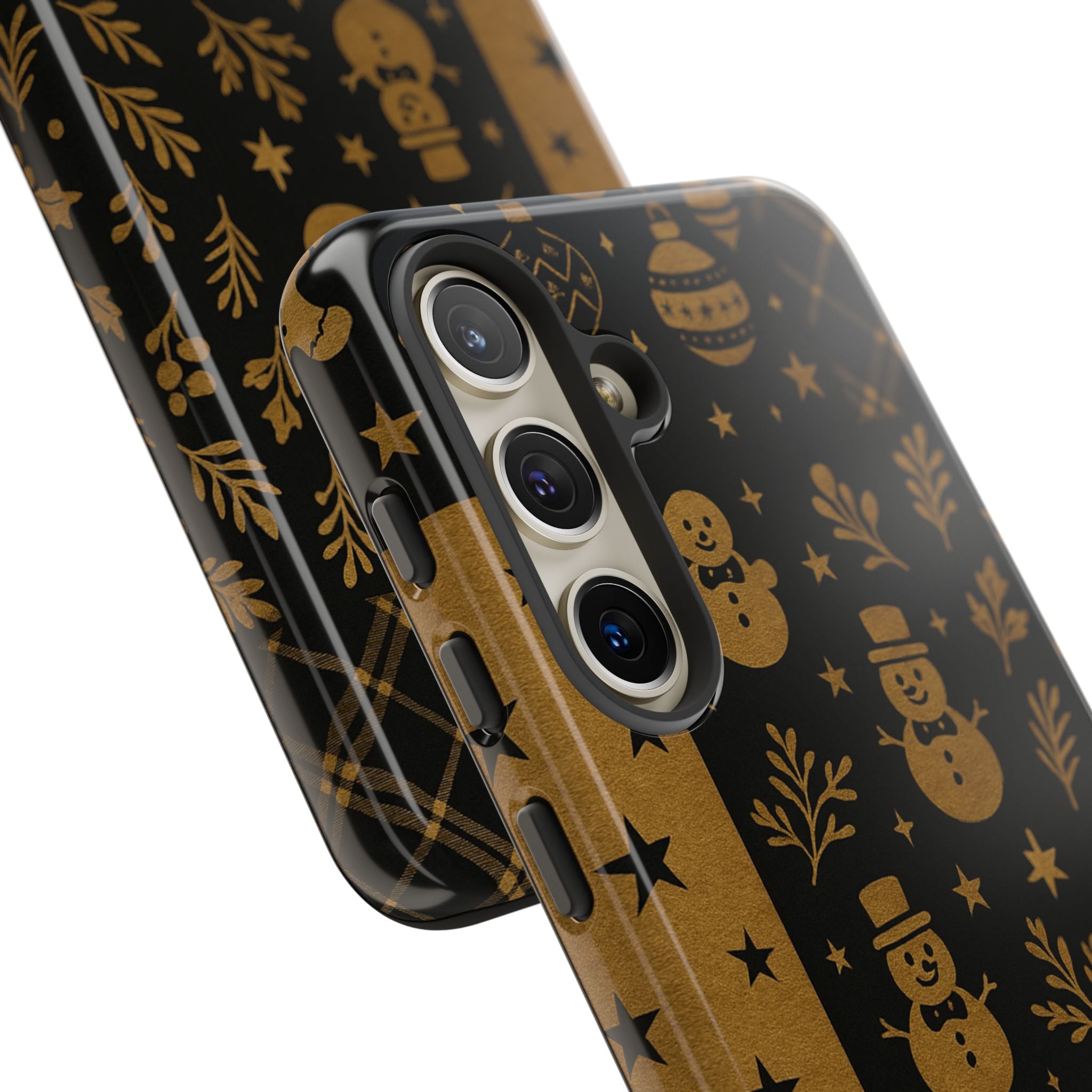 Black Festive Phone Case | Christmas Gift | Holiday Decor | Snowman Design | Tough Cases | Winter Celebration