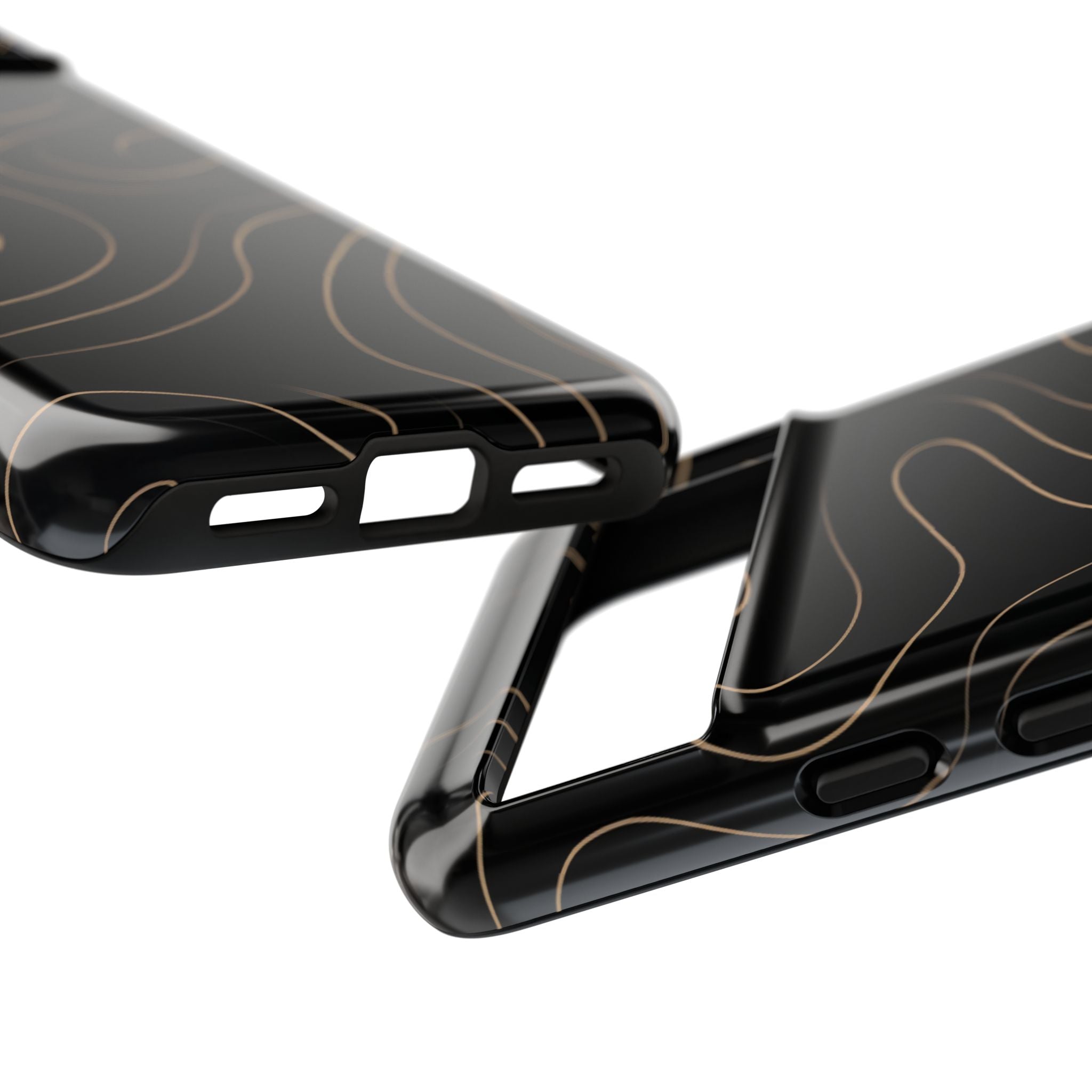 Noir Topograph - Black Minimalist Line Art Phone Case