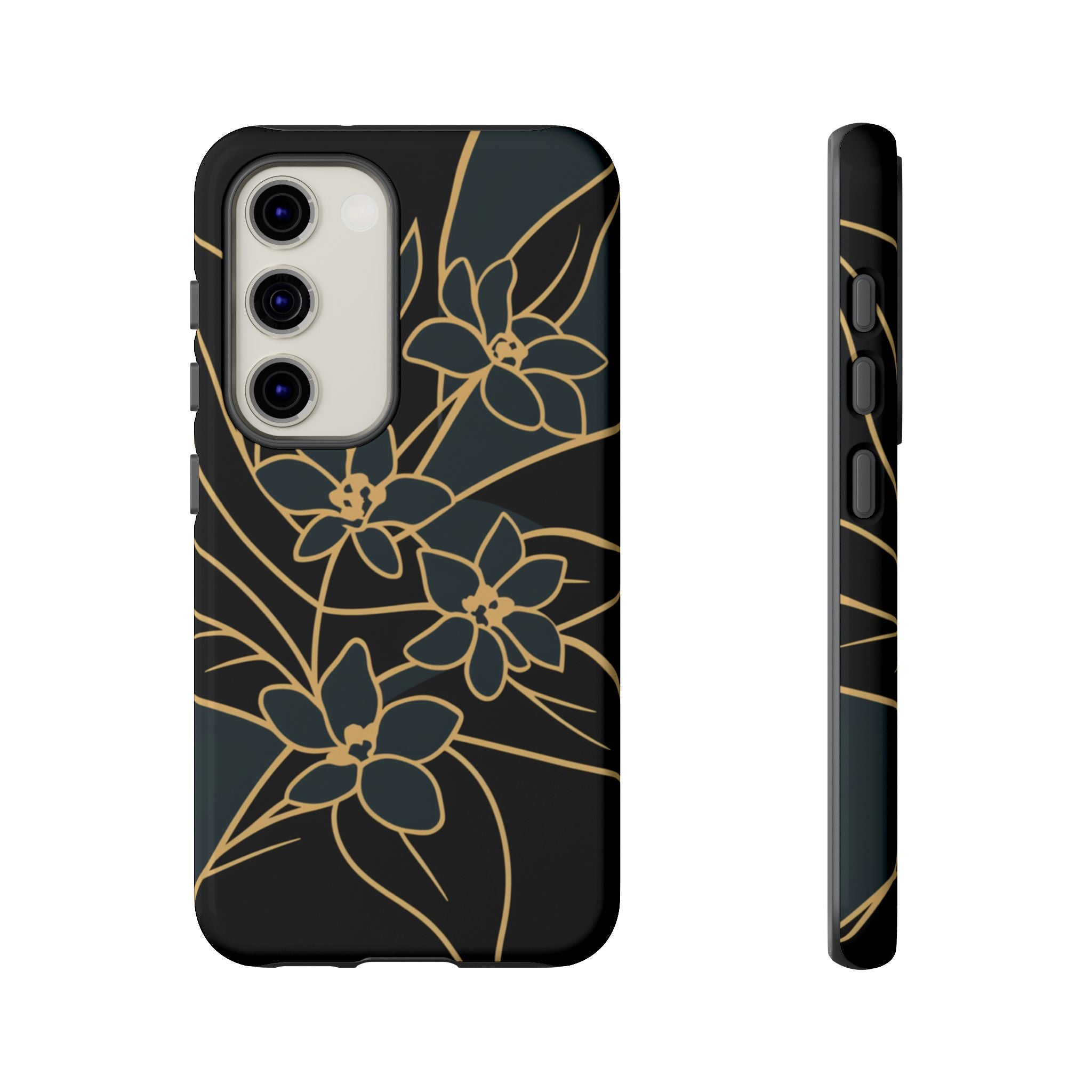 Golden Bloom - Elegant Floral Line Art Phone Case Samsung Galaxy S23 Glossy
