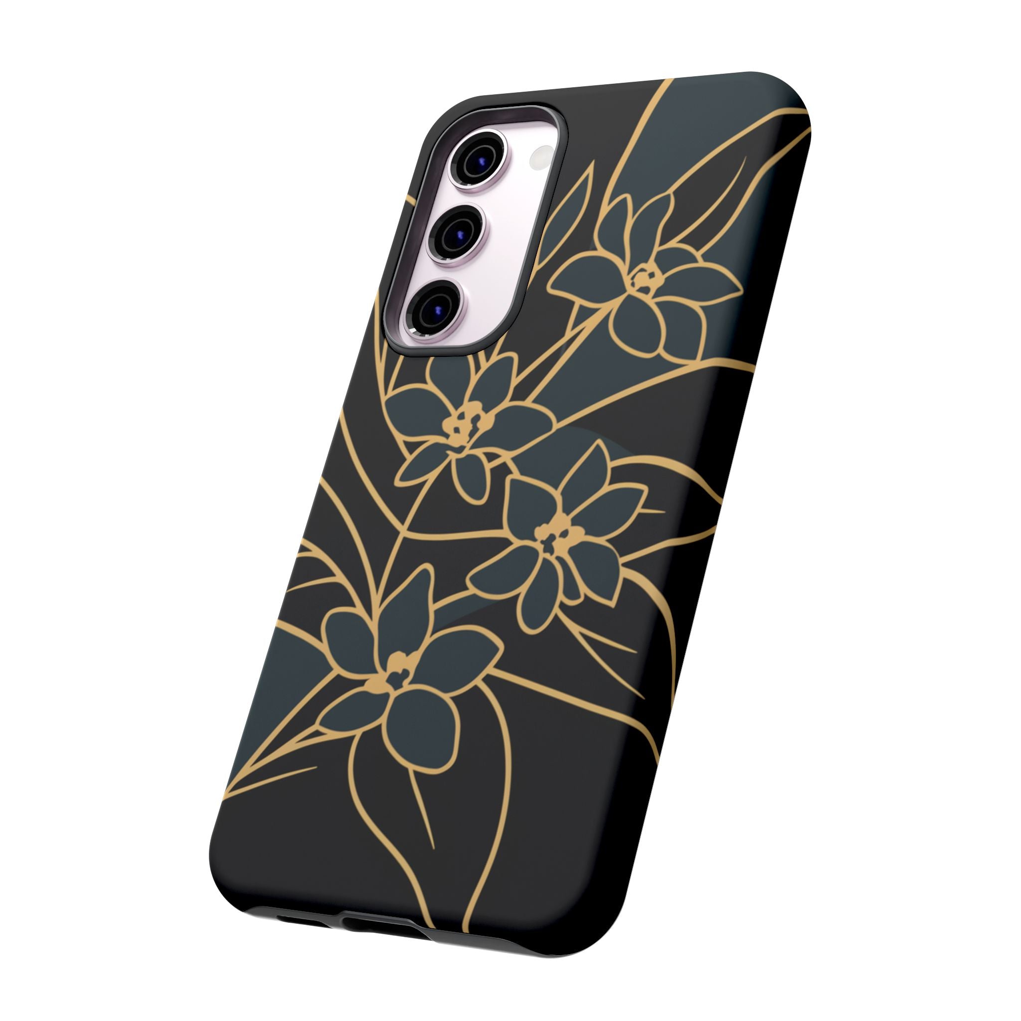 Golden Bloom - Elegant Floral Line Art Phone Case