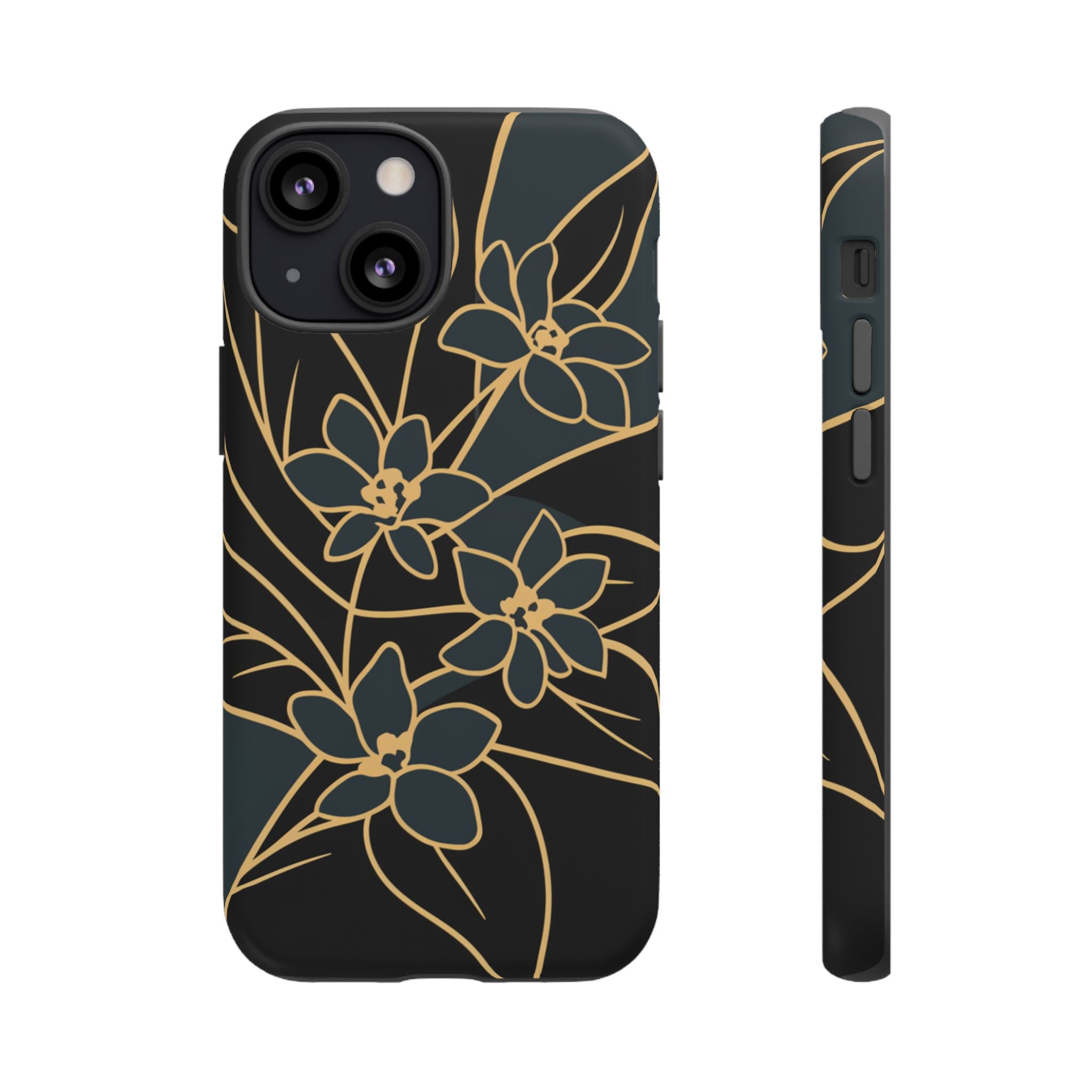Golden Bloom - Elegant Floral Line Art Phone Case iPhone 13 Mini Matte
