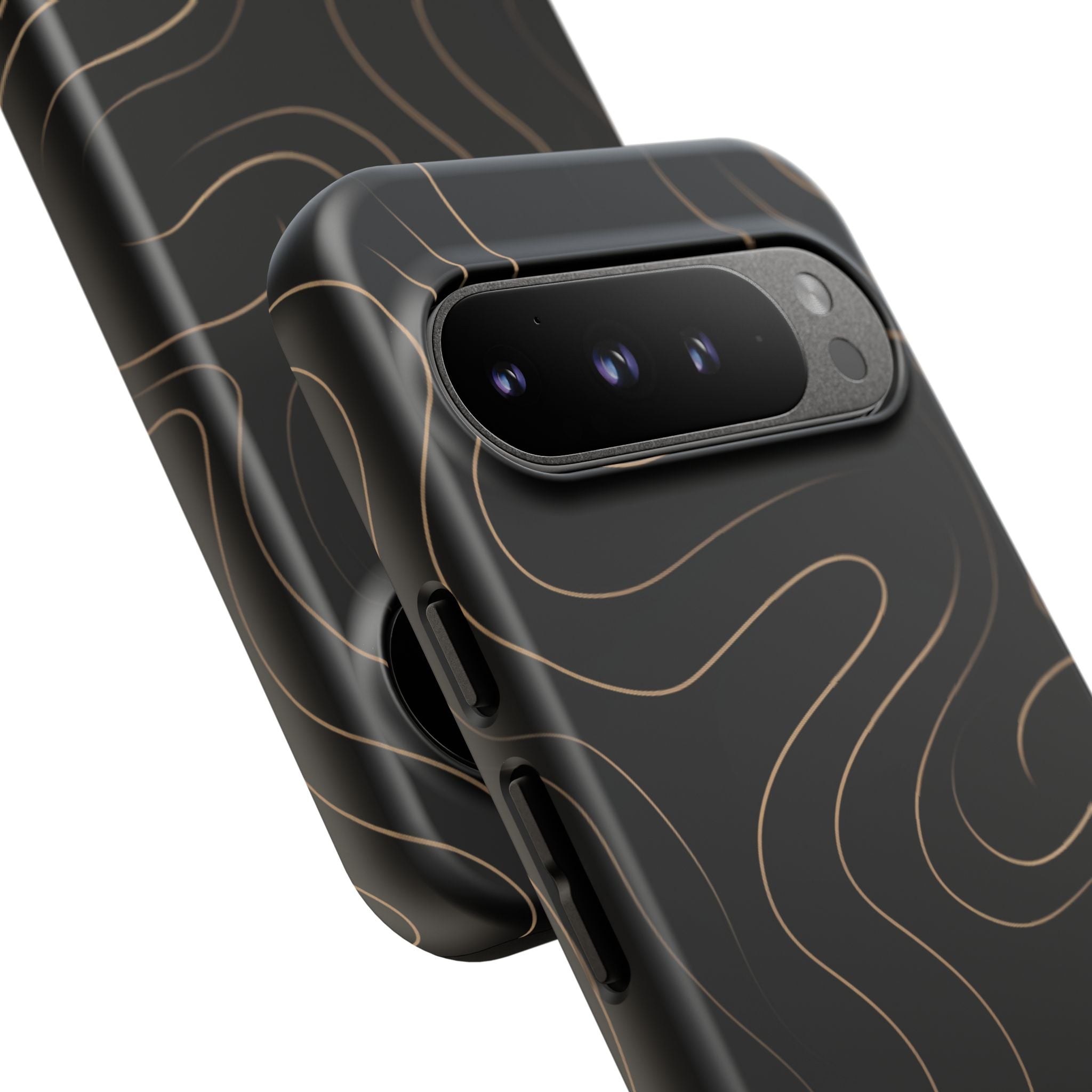 Noir Topograph - Black Minimalist Line Art Phone Case