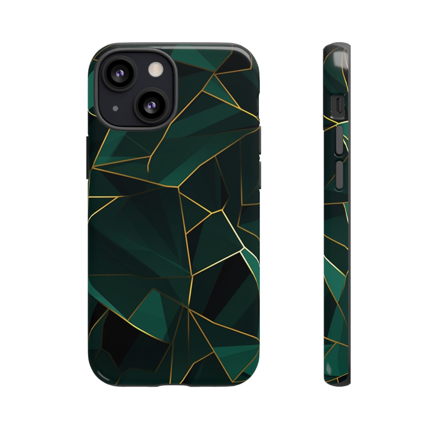 Emerald Veil - Geometric Luxe Phone Case iPhone 13 Mini Glossy
