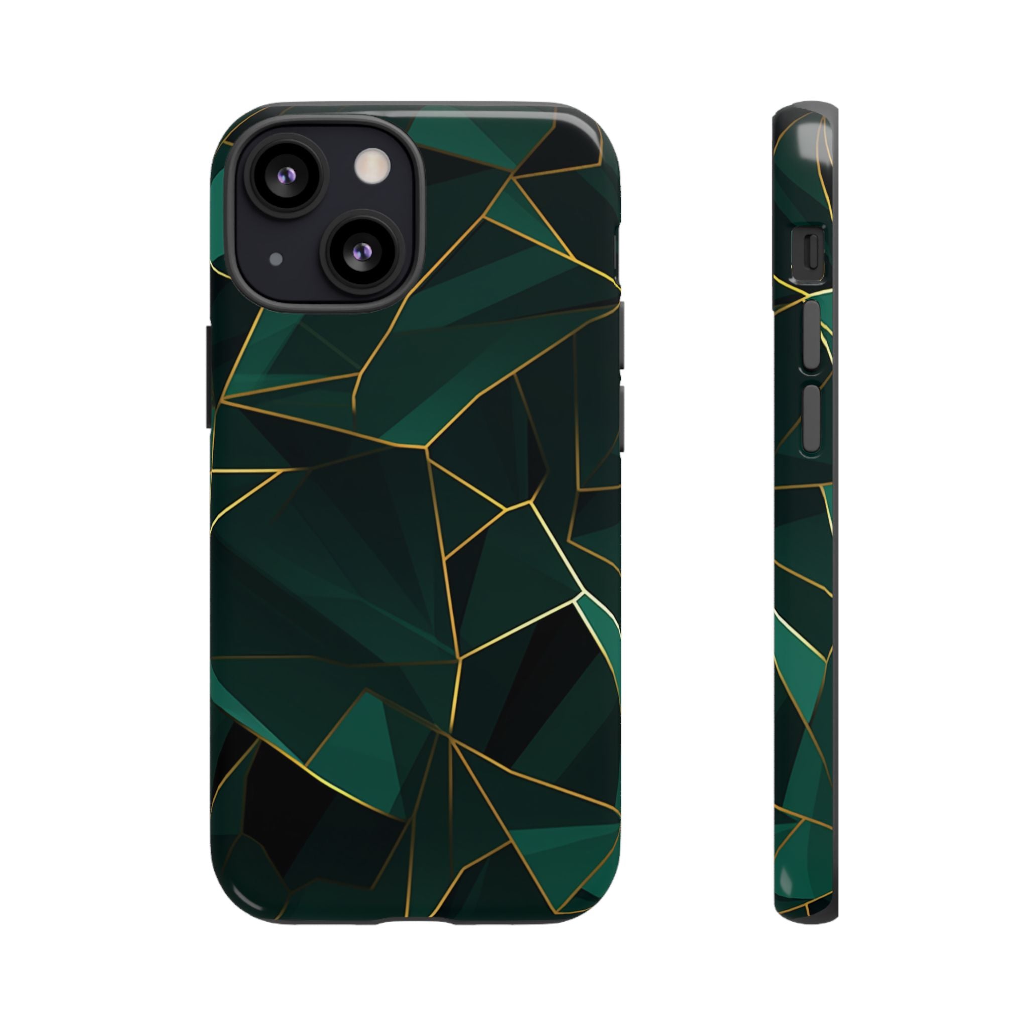 Emerald Veil - Geometric Luxe Phone Case iPhone 13 Mini Glossy