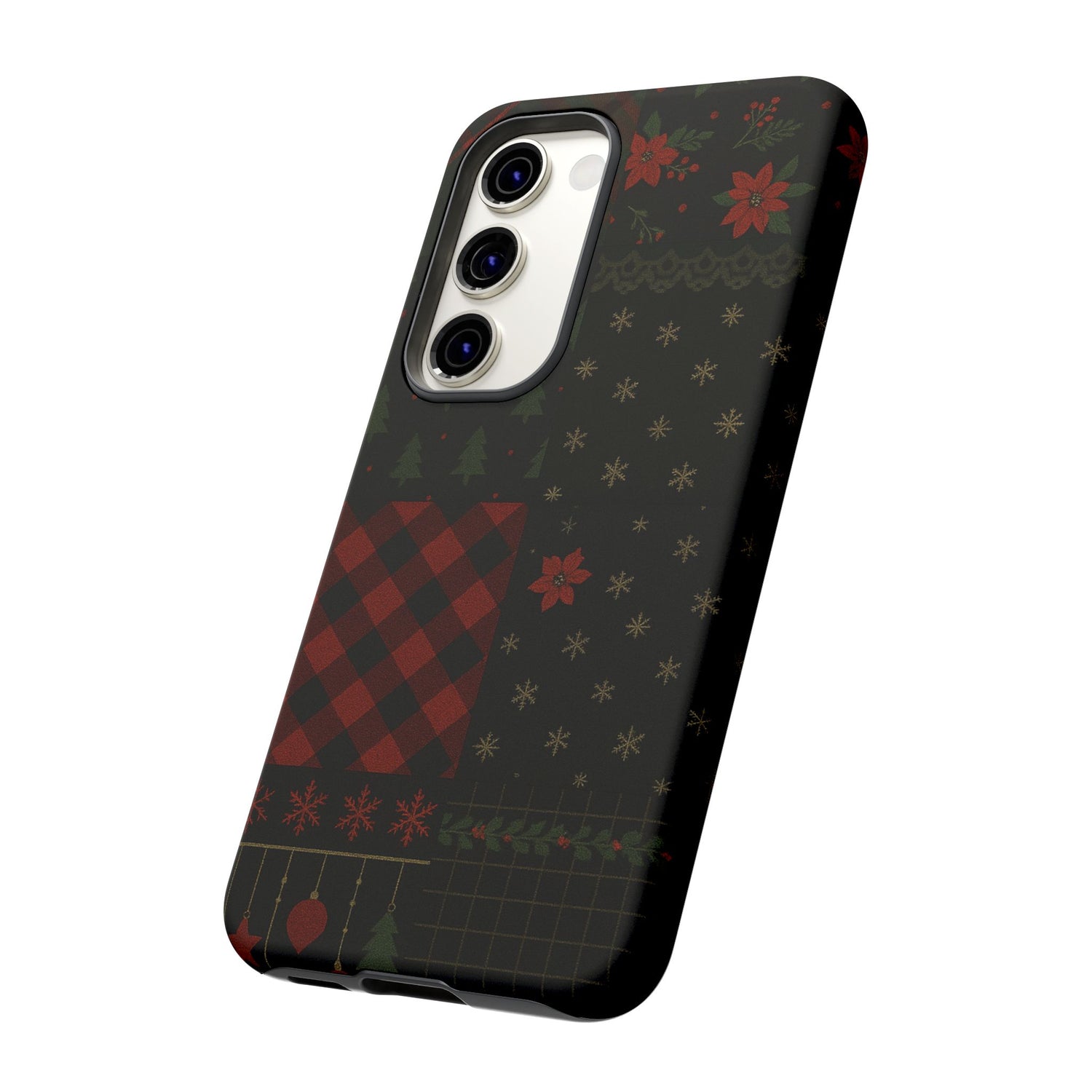 Black Festive Phone Case - Christmas Phone Cover - Tough Design
