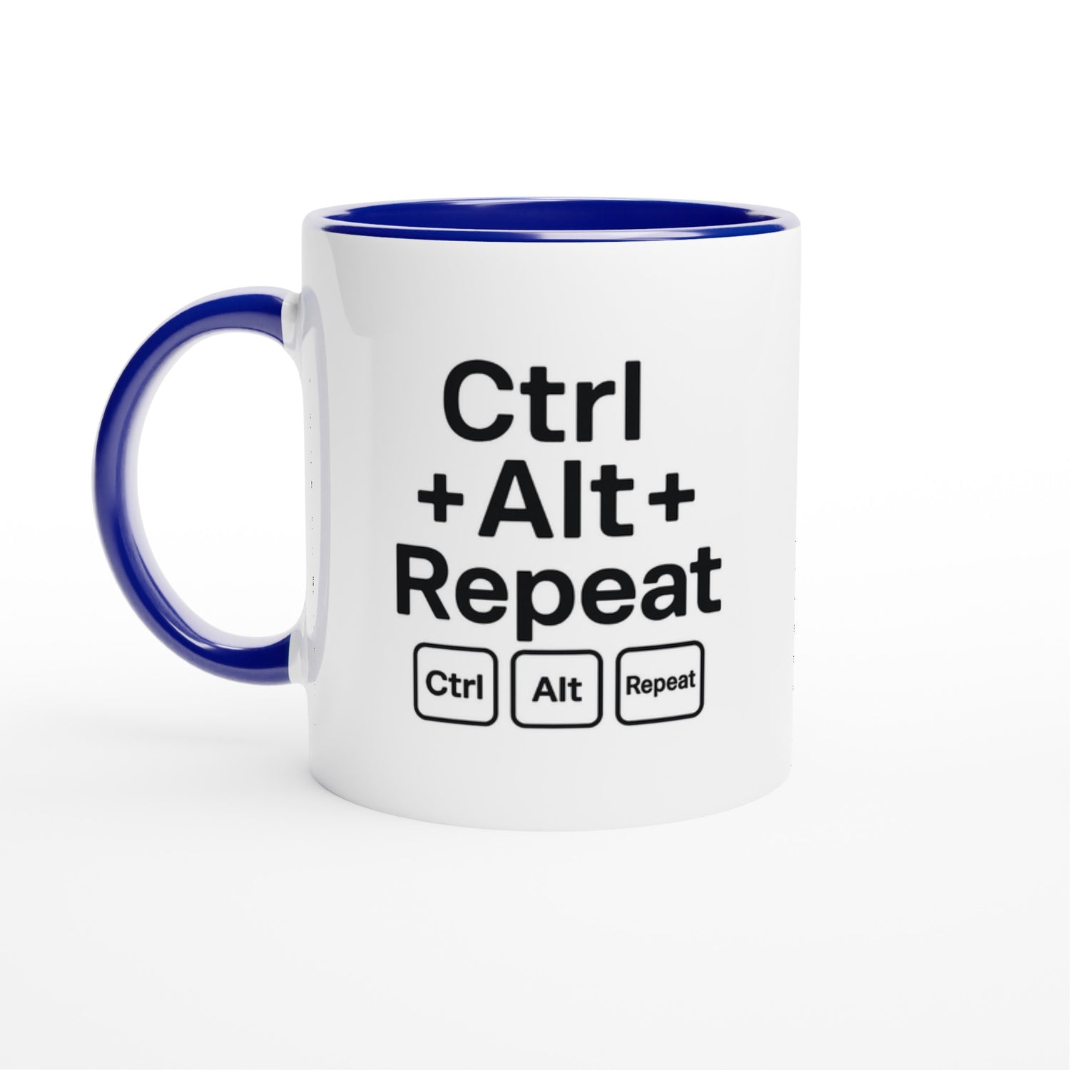 CTRL + ALT + REPEAT Mug - Funny Gift for Tech Lovers - Ceramic Coffee Cup Ceramic Blue