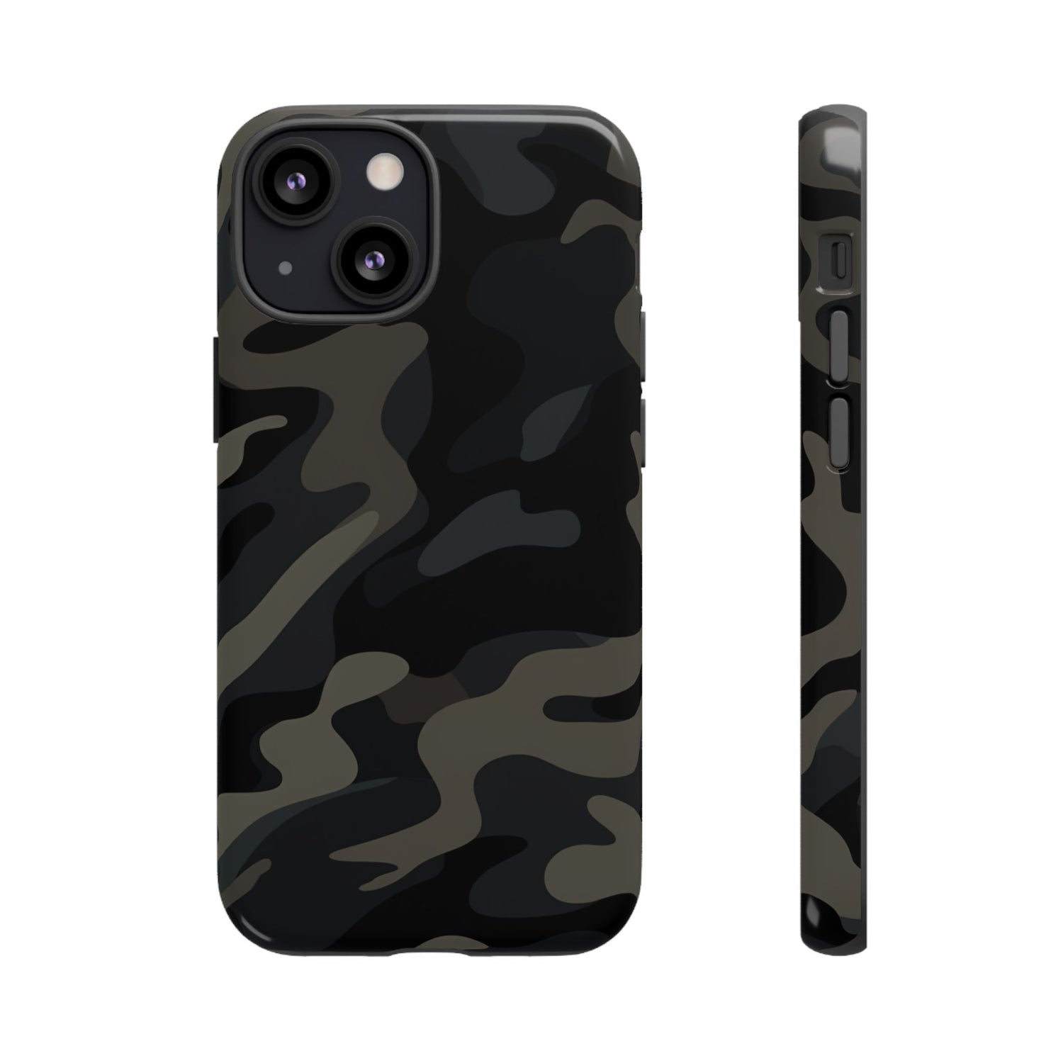 Black Camouflage Phone Case for iPhone, Samsung and Google Pixel iPhone 13 Mini Glossy