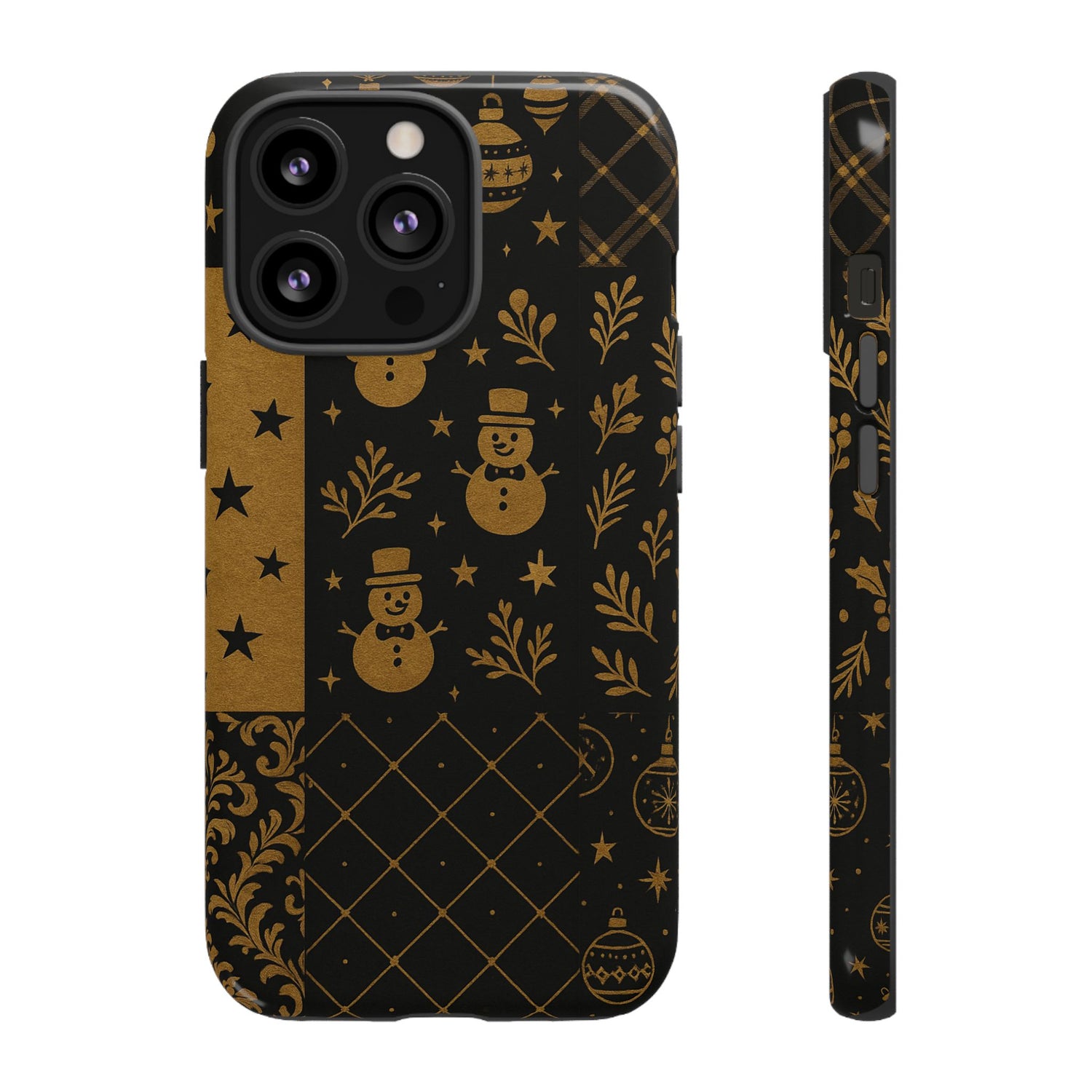 Black Festive Phone Case | Christmas Gift | Holiday Decor | Snowman Design | Tough Cases | Winter Celebration iPhone 13 Pro Glossy