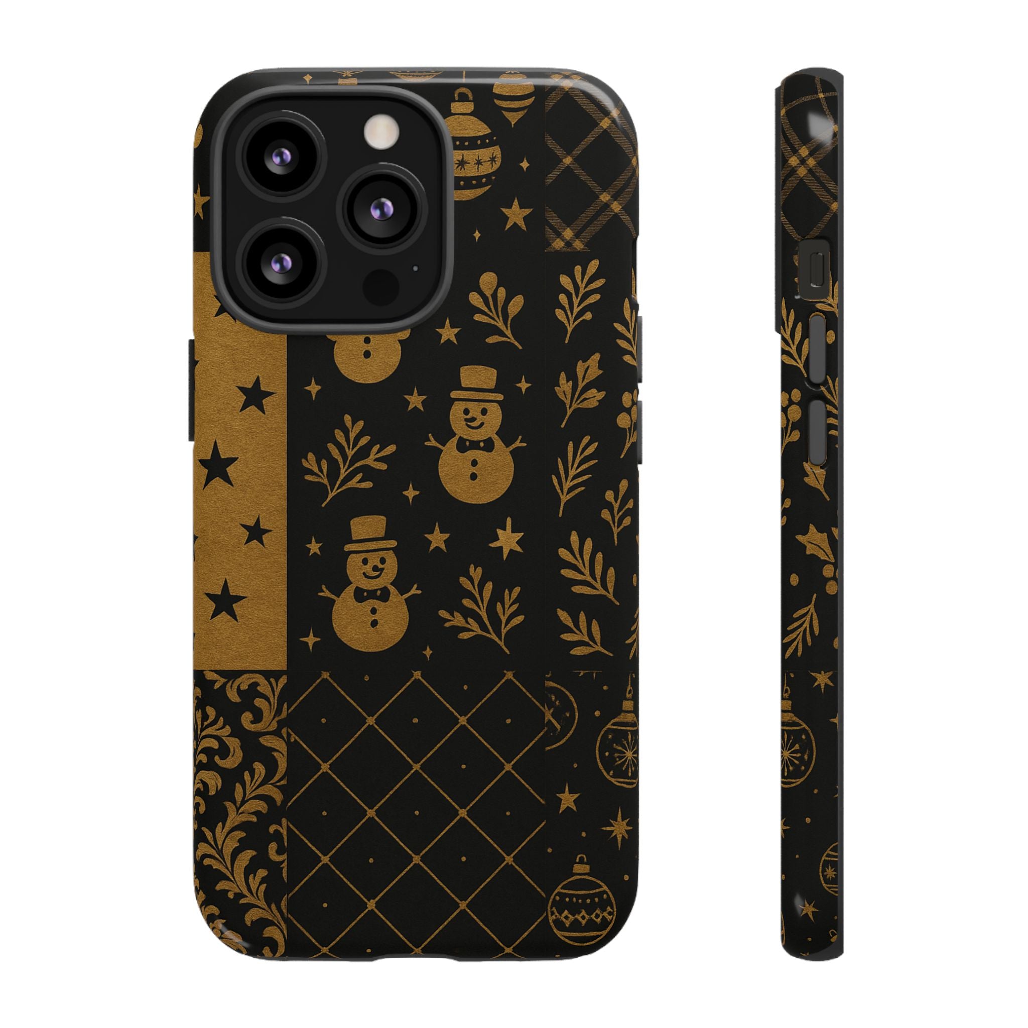 Black Festive Phone Case | Christmas Gift | Holiday Decor | Snowman Design | Tough Cases | Winter Celebration iPhone 13 Pro Glossy