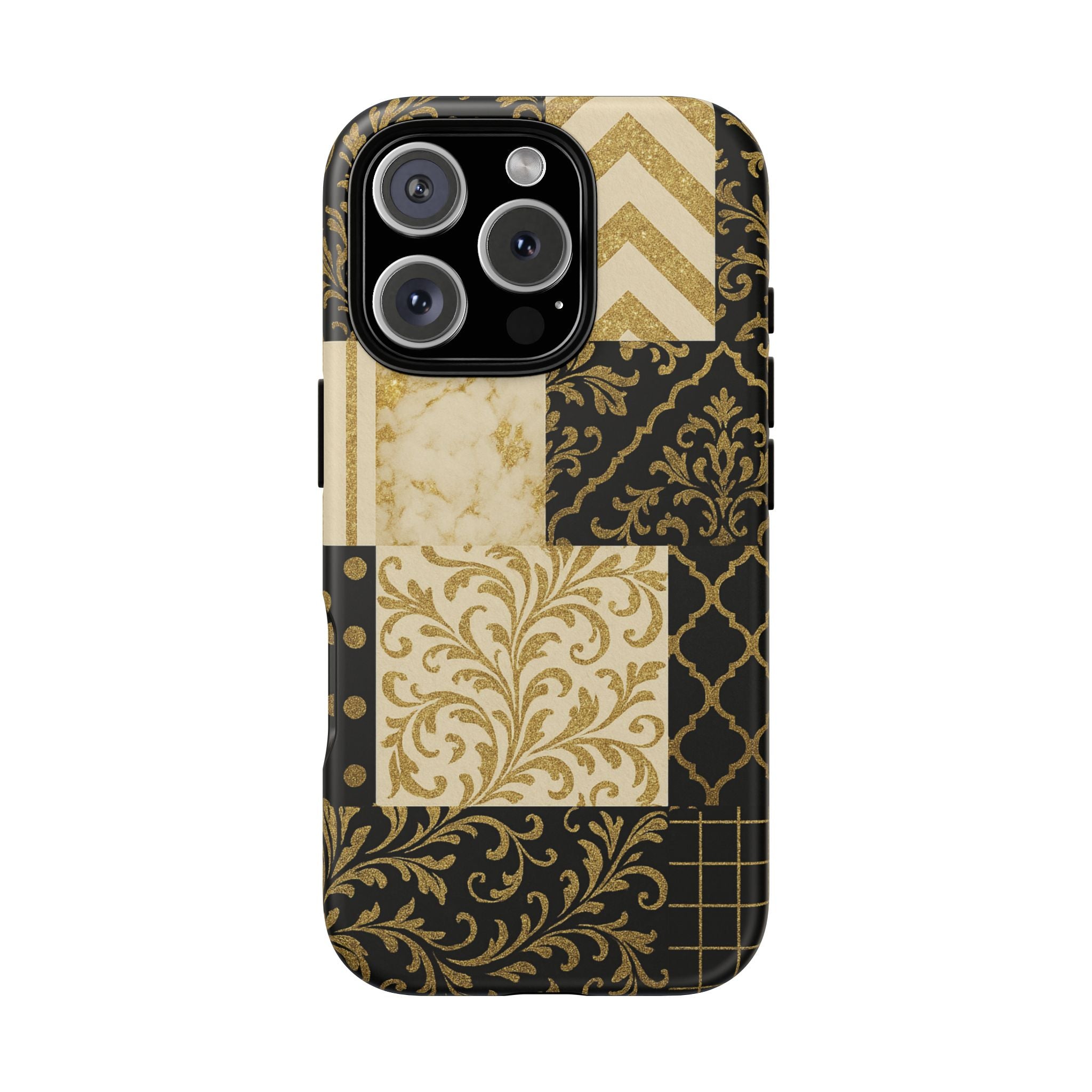 Phone Case, Luxury Black and Gold Festive Design for Christmas Gift, Holiday Decor, Tough Cases, Winter Celebration, Elegant iPhone Cover iPhone 16 Pro Matte