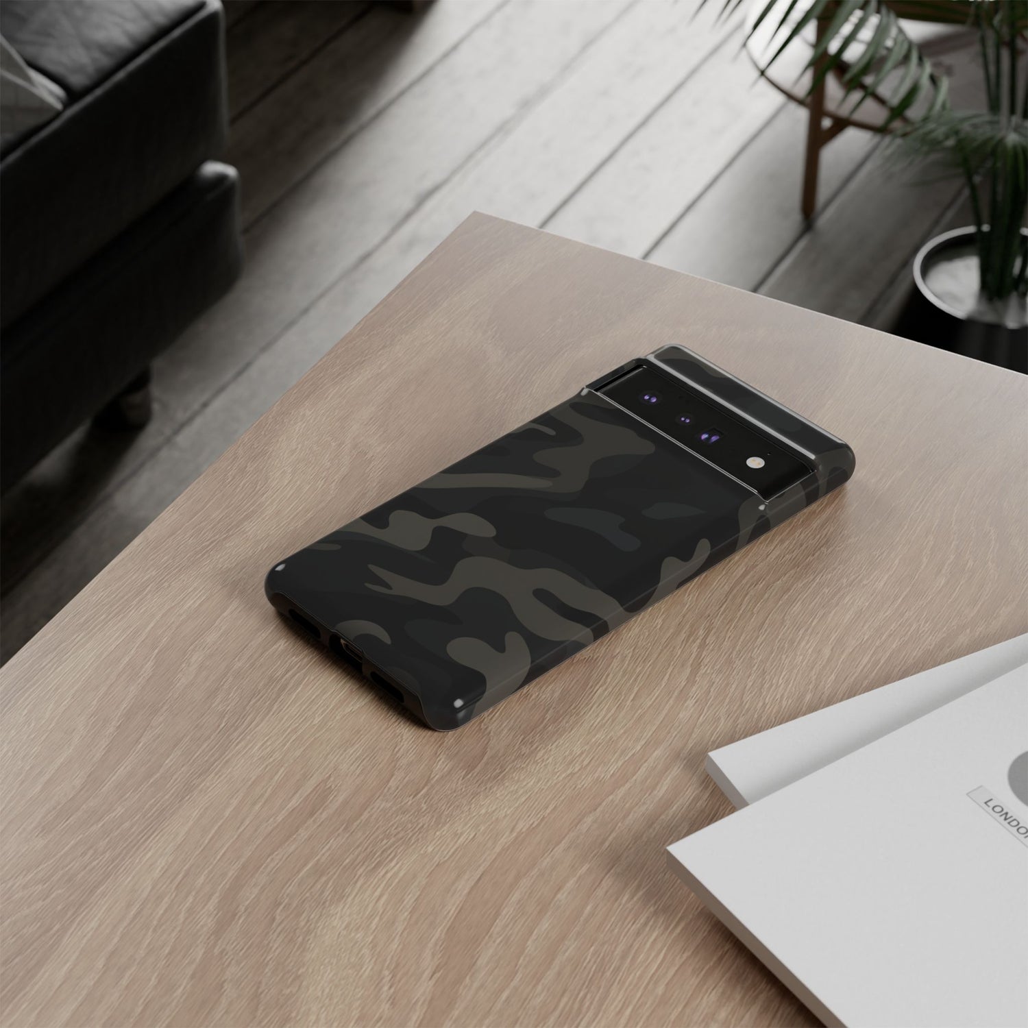 Black Camouflage Phone Case for iPhone, Samsung and Google Pixel