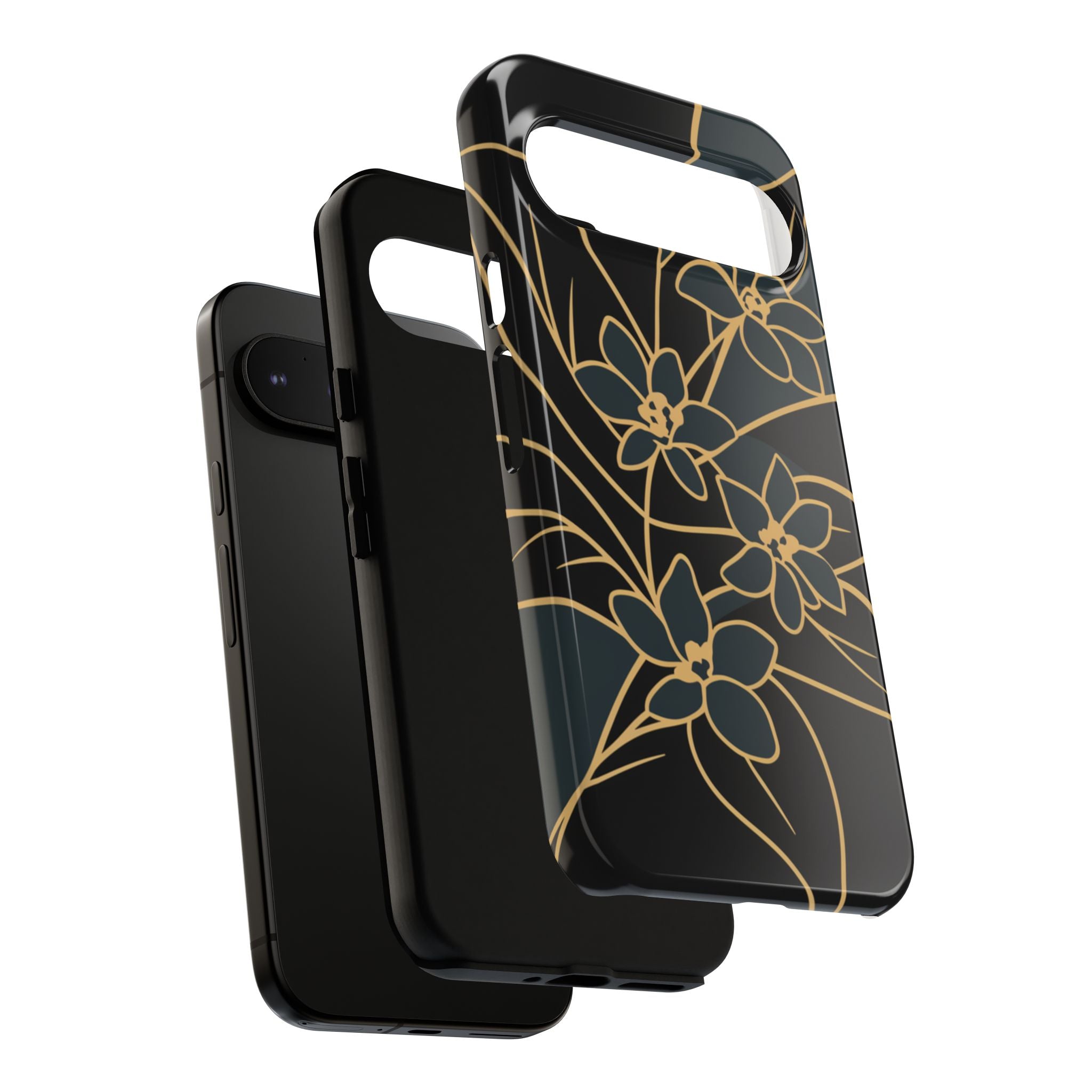 Golden Bloom - Elegant Floral Line Art Phone Case