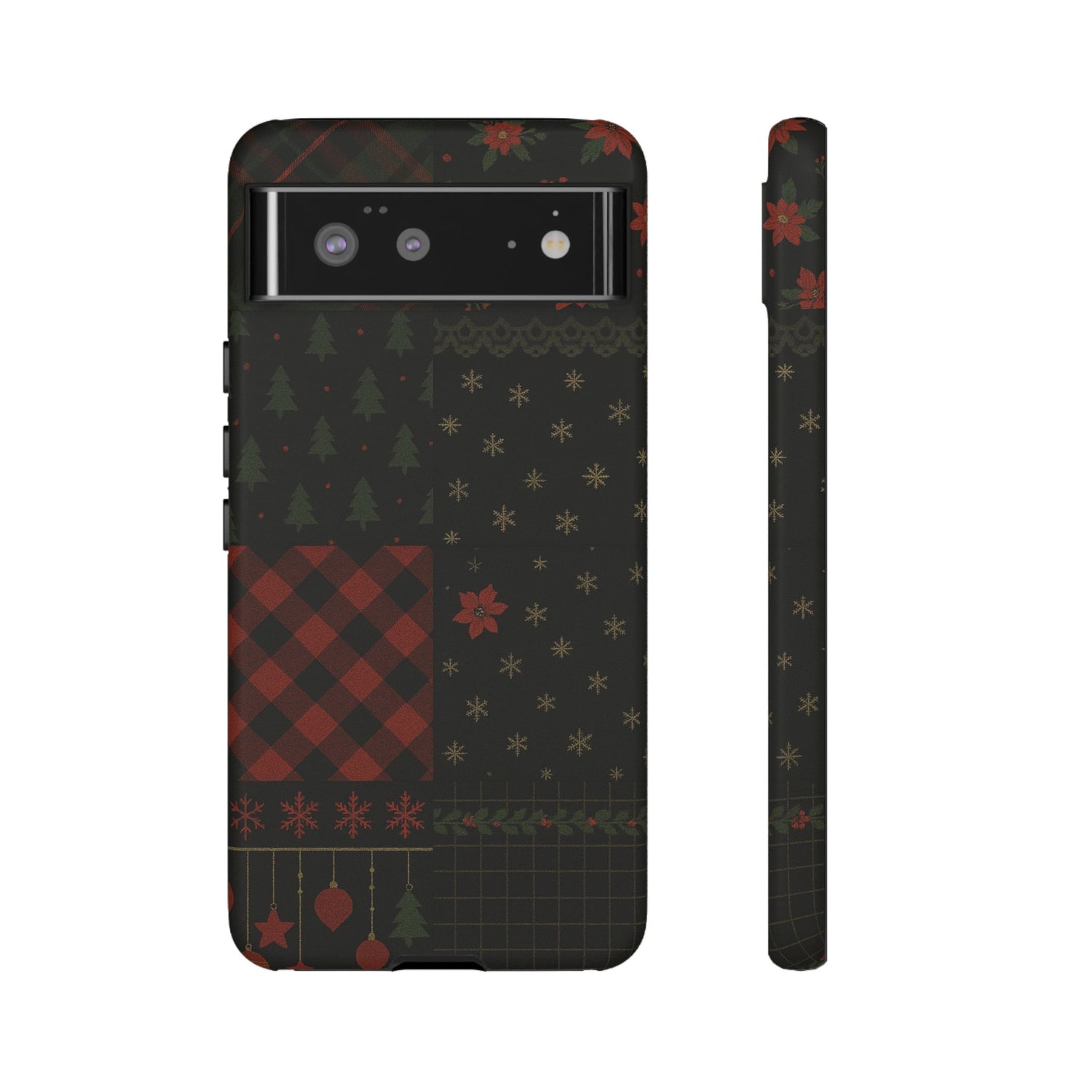 Black Festive Phone Case - Christmas Phone Cover - Tough Design Google Pixel 6 Matte