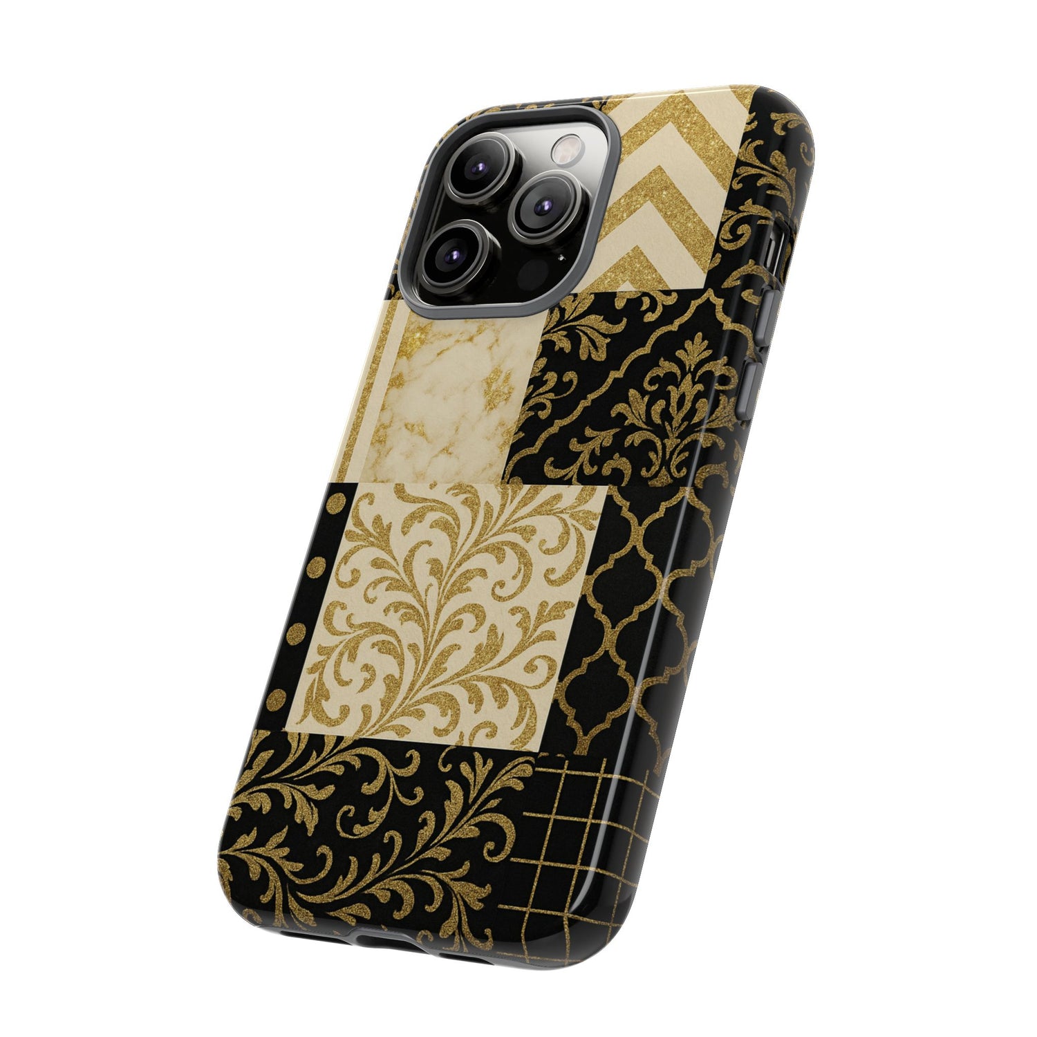 Phone Case, Luxury Black and Gold Festive Design for Christmas Gift, Holiday Decor, Tough Cases, Winter Celebration, Elegant iPhone Cover