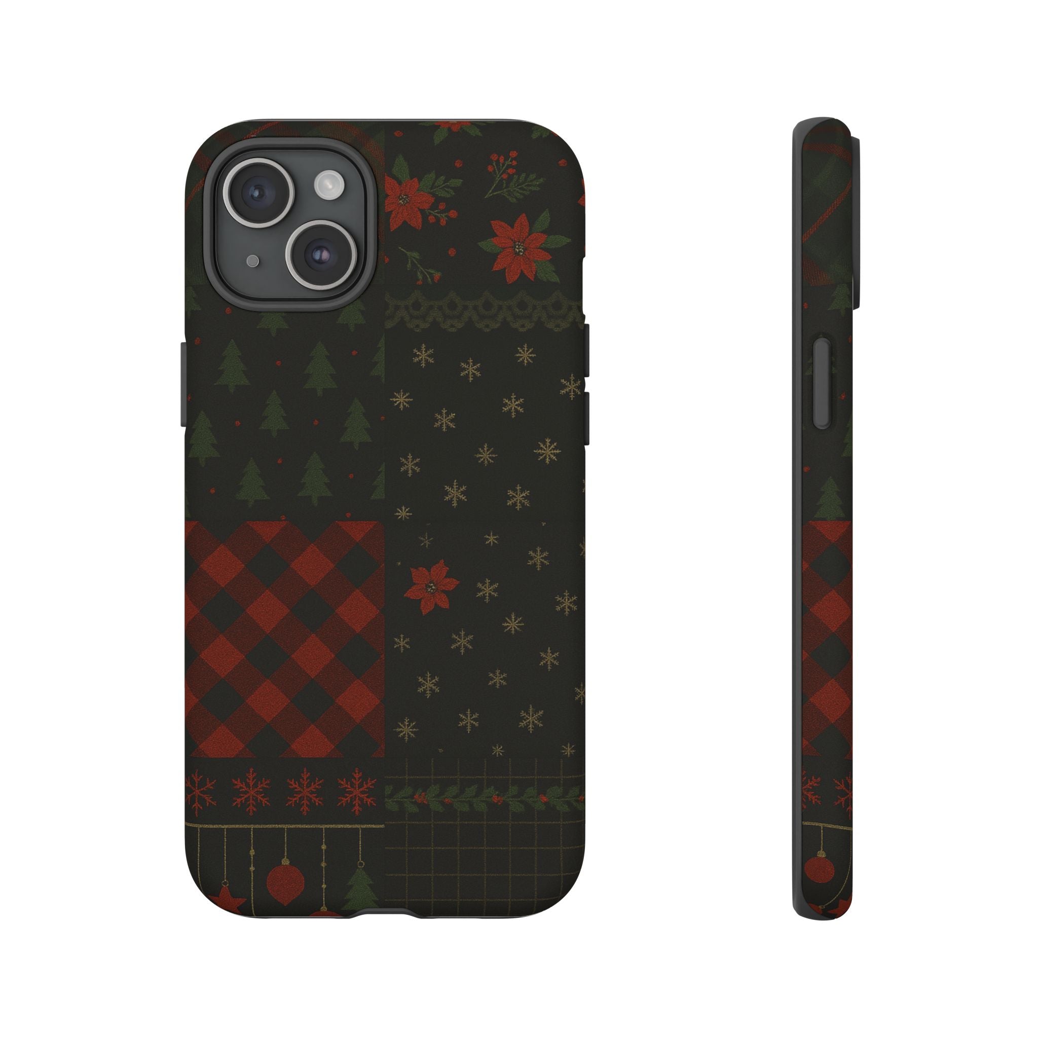 Black Festive Phone Case - Christmas Phone Cover - Tough Design iPhone 15 Plus Matte
