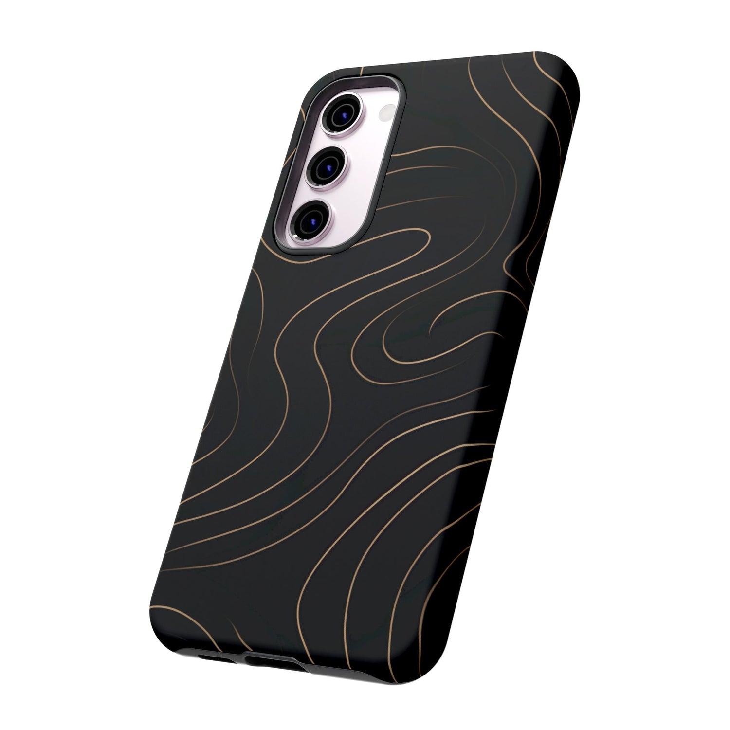 Noir Topograph - Black Minimalist Line Art Phone Case