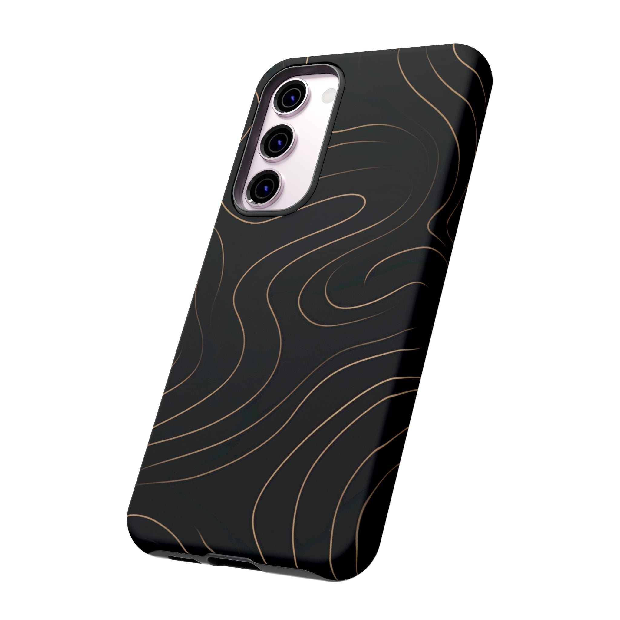 Noir Topograph - Black Minimalist Line Art Phone Case