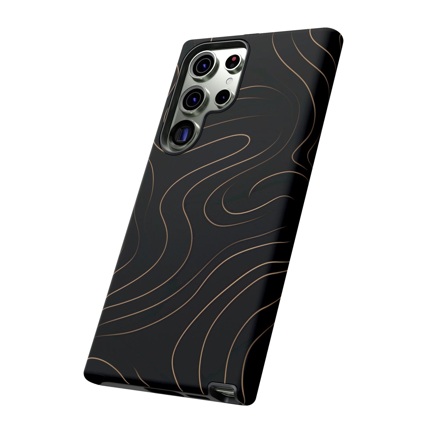 Noir Topograph - Black Minimalist Line Art Phone Case