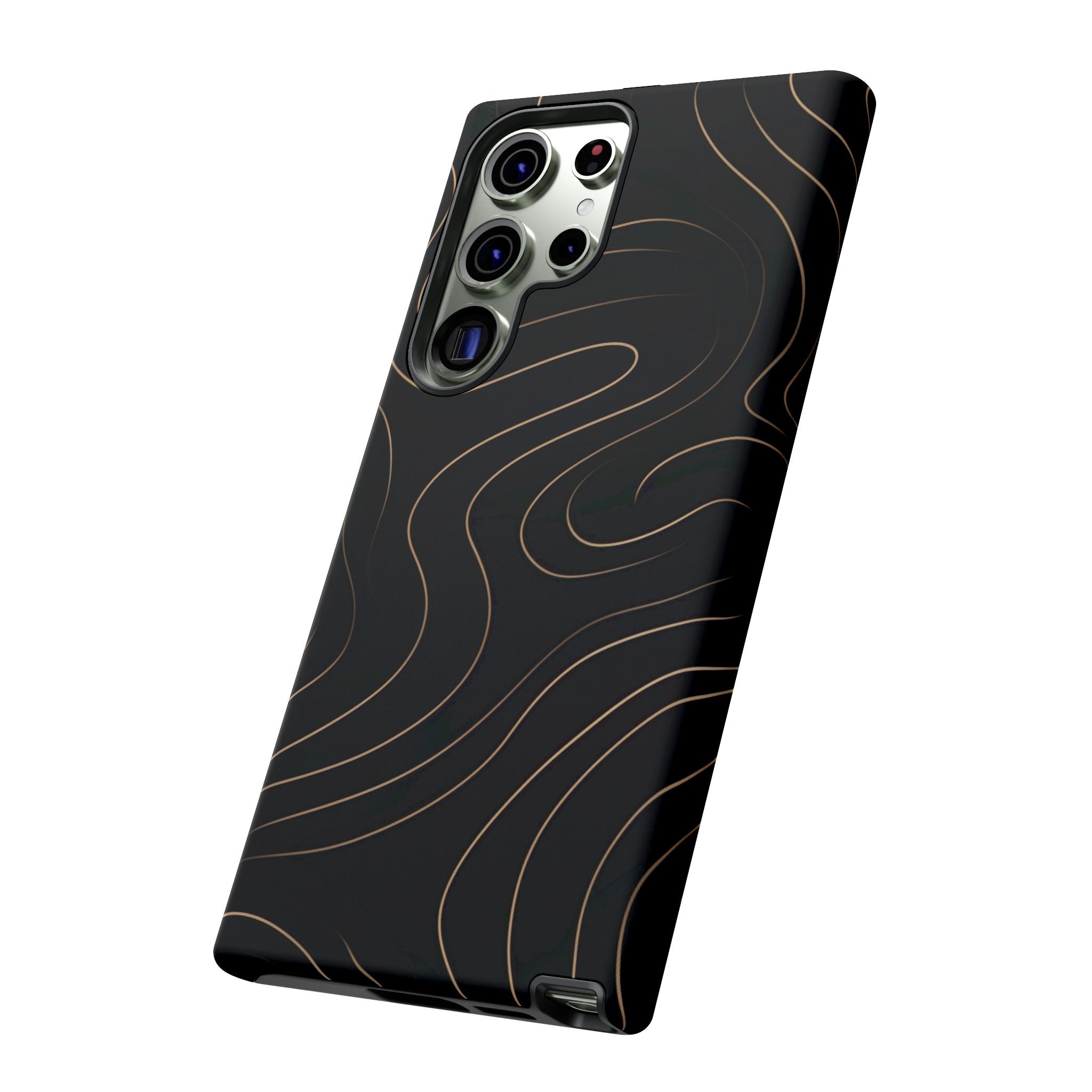 Noir Topograph - Black Minimalist Line Art Phone Case