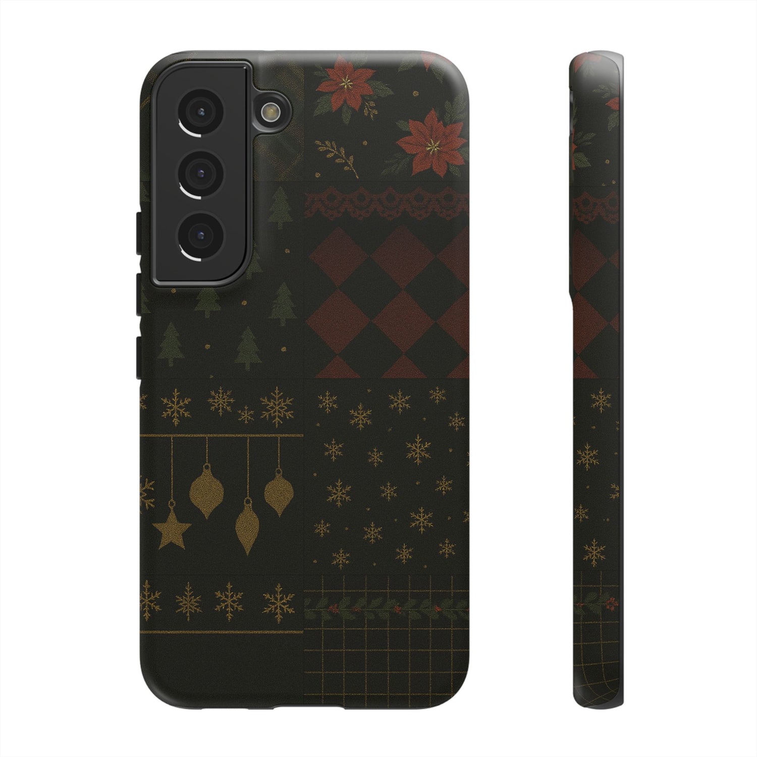 Black Luxury Phone Case for Christmas Festive Season - Tough design Samsung Galaxy S22 Matte