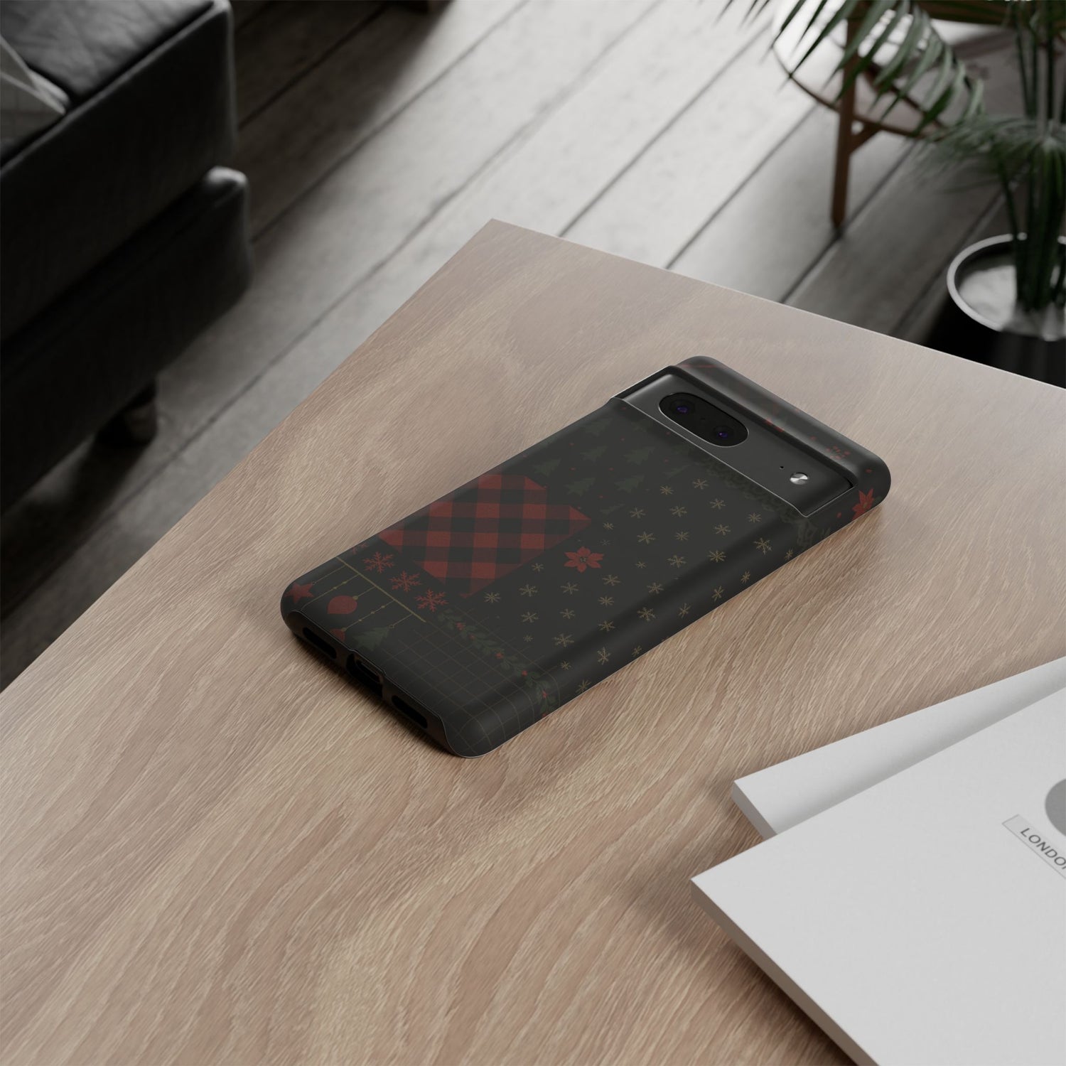 Black Festive Phone Case - Christmas Phone Cover - Tough Design
