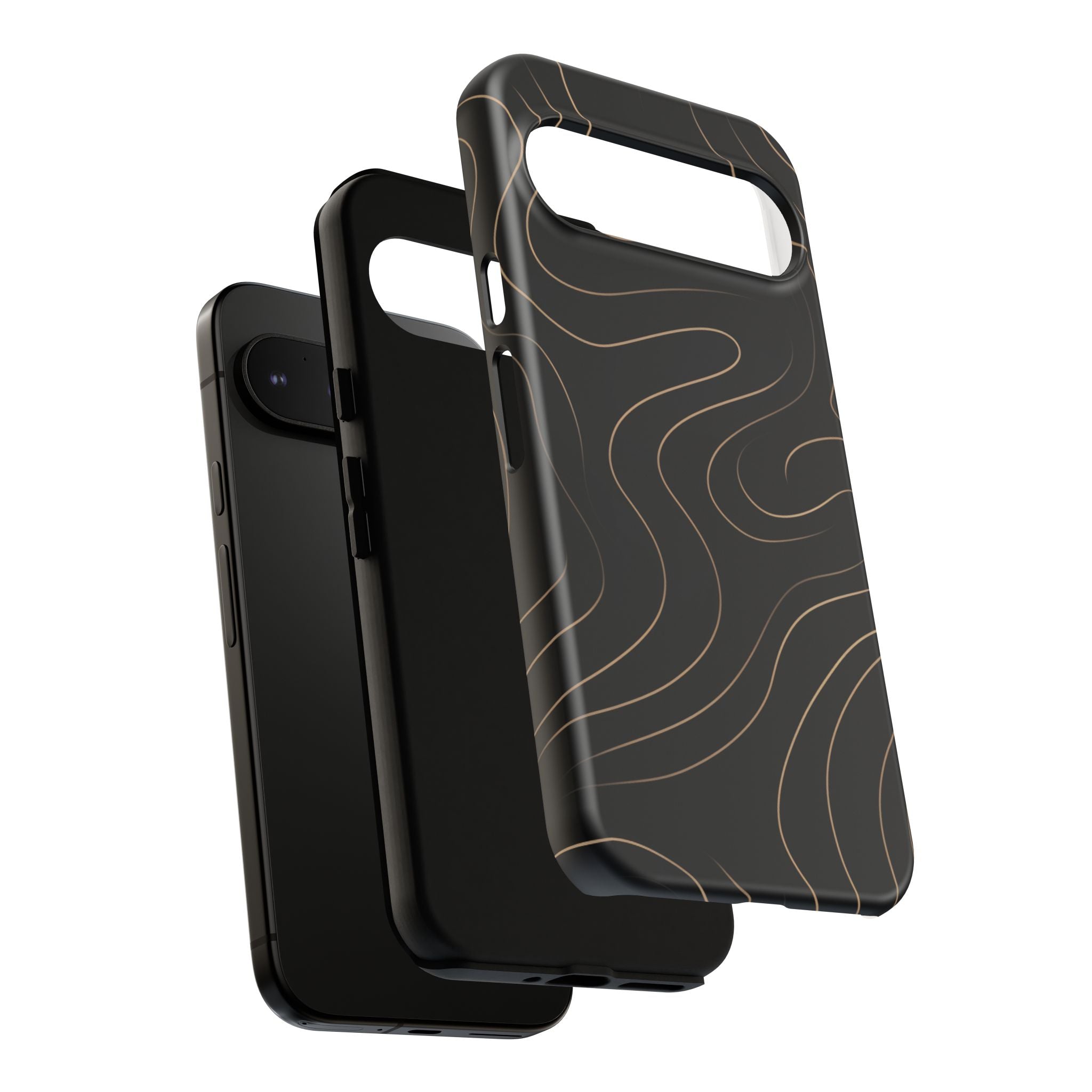 Noir Topograph - Black Minimalist Line Art Phone Case