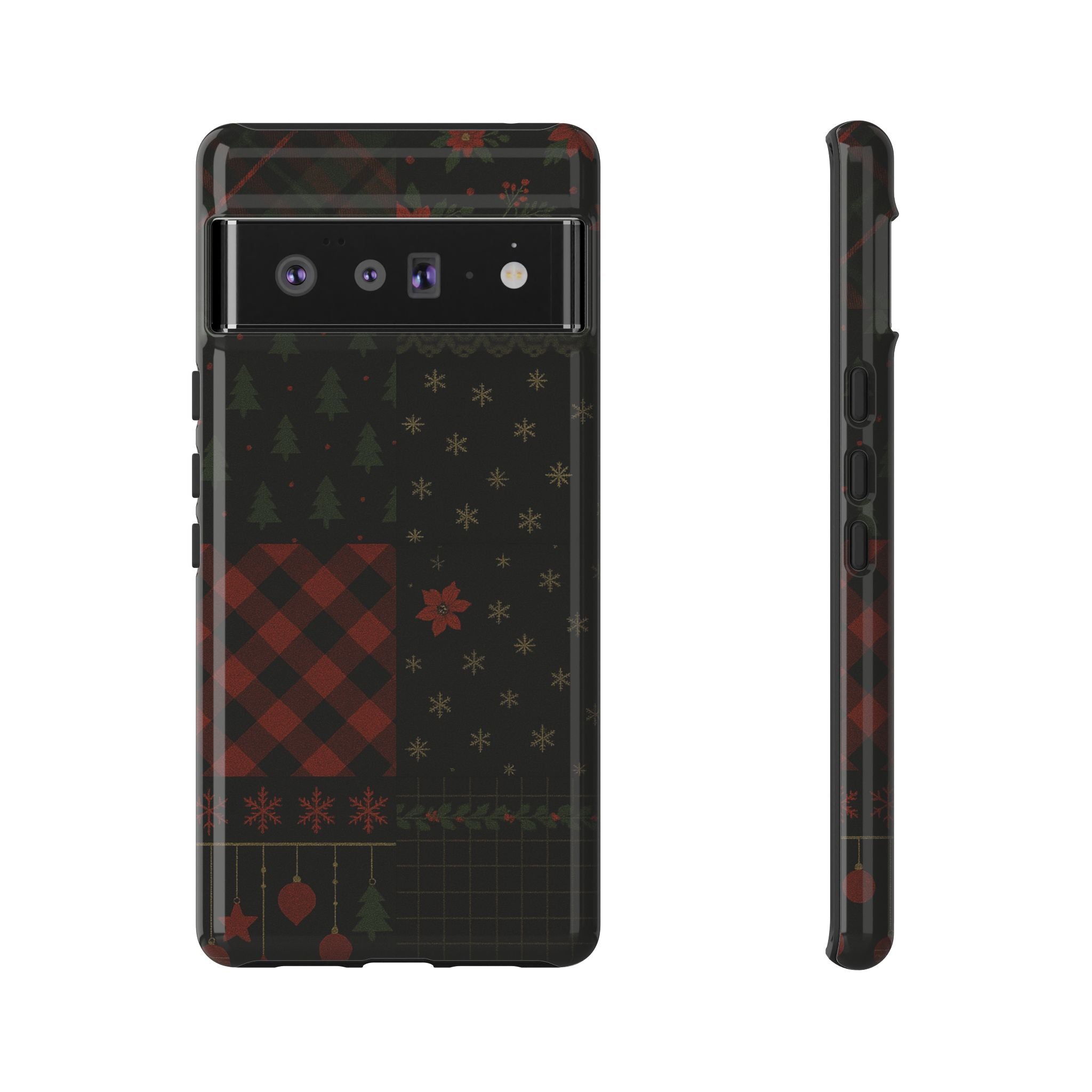 Black Festive Phone Case - Christmas Phone Cover - Tough Design Google Pixel 6 Pro Glossy