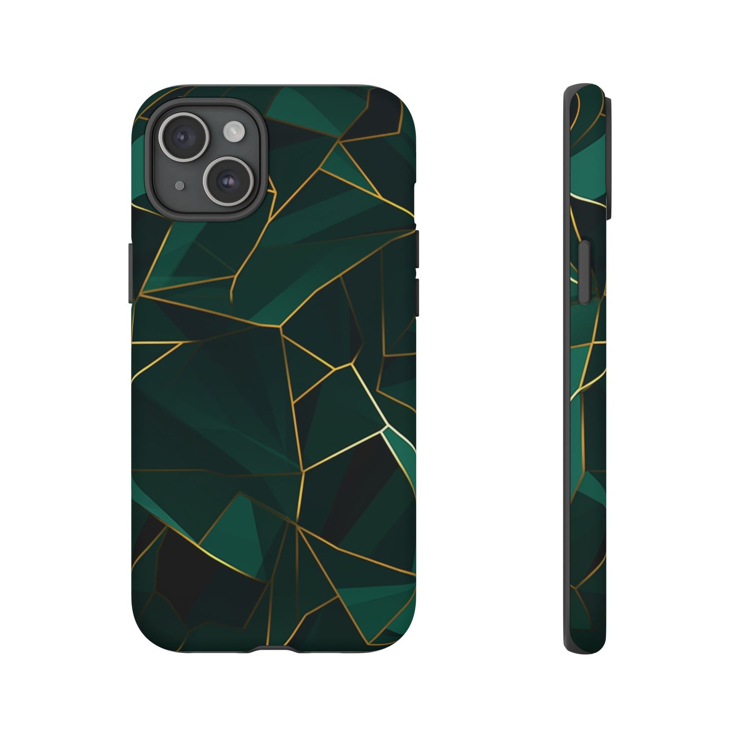 Emerald Veil - Geometric Luxe Phone Case iPhone 15 Plus Matte